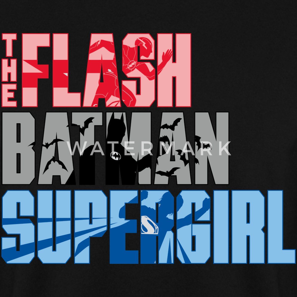 Spreadshirt Sweatshirt The Flash Schriftzug Batman Supergirl Unisex Pullover (1-tlg)