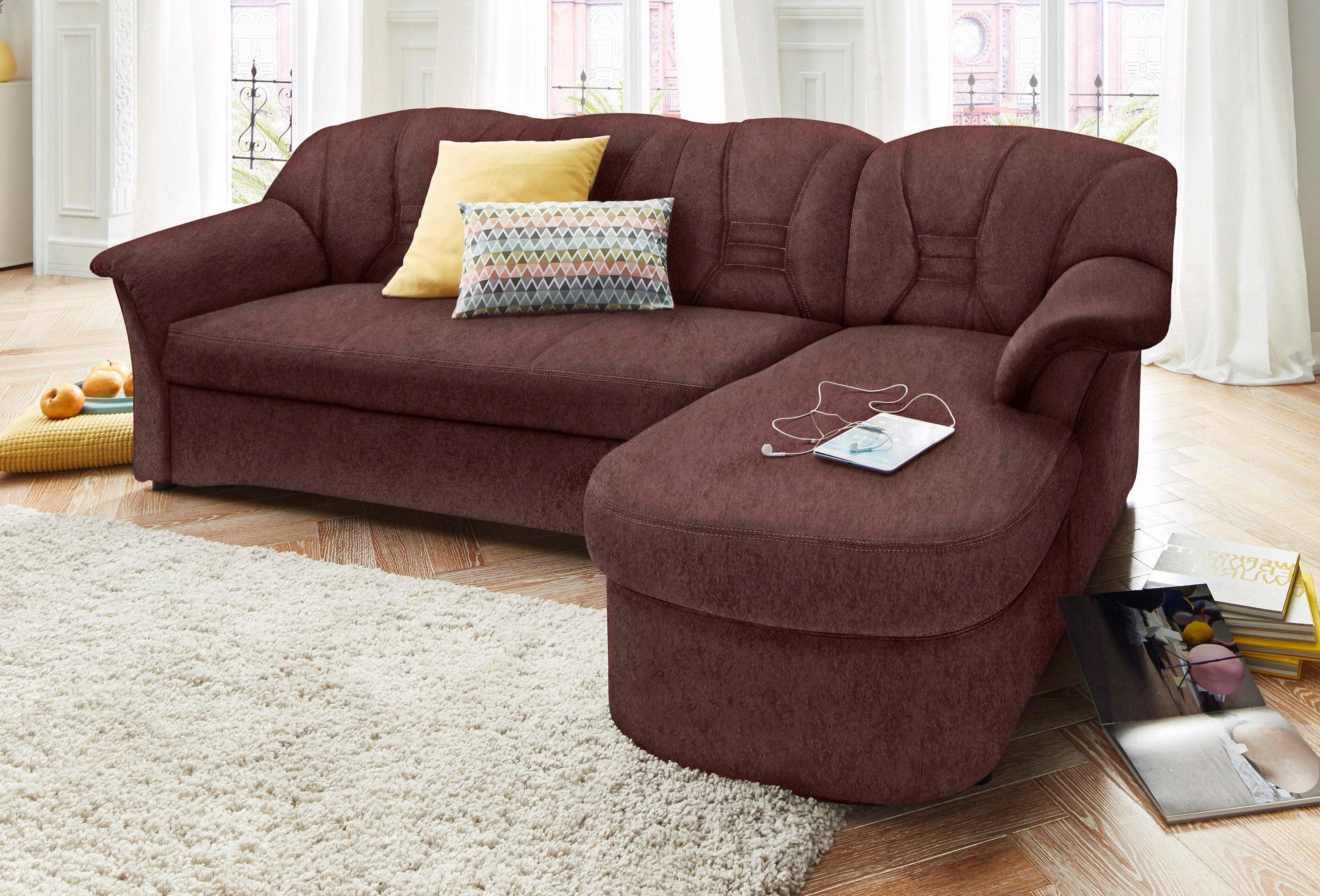 Ecksofa ELVA 233x142 cm, elegante Rückensteppung, L-Form