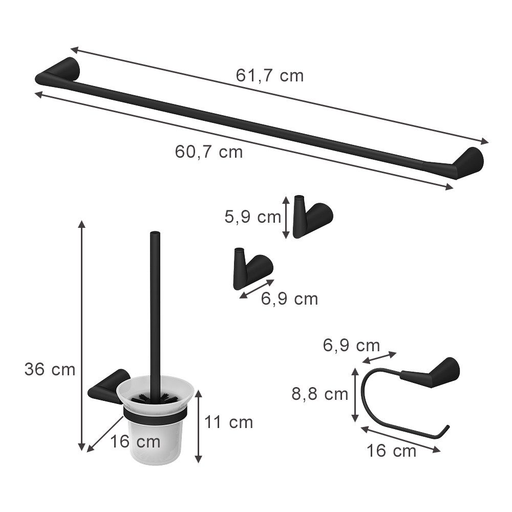 Vicco Badaccessoire-Set Tauri, Schwarz, 5 Teile, 1 tlg.