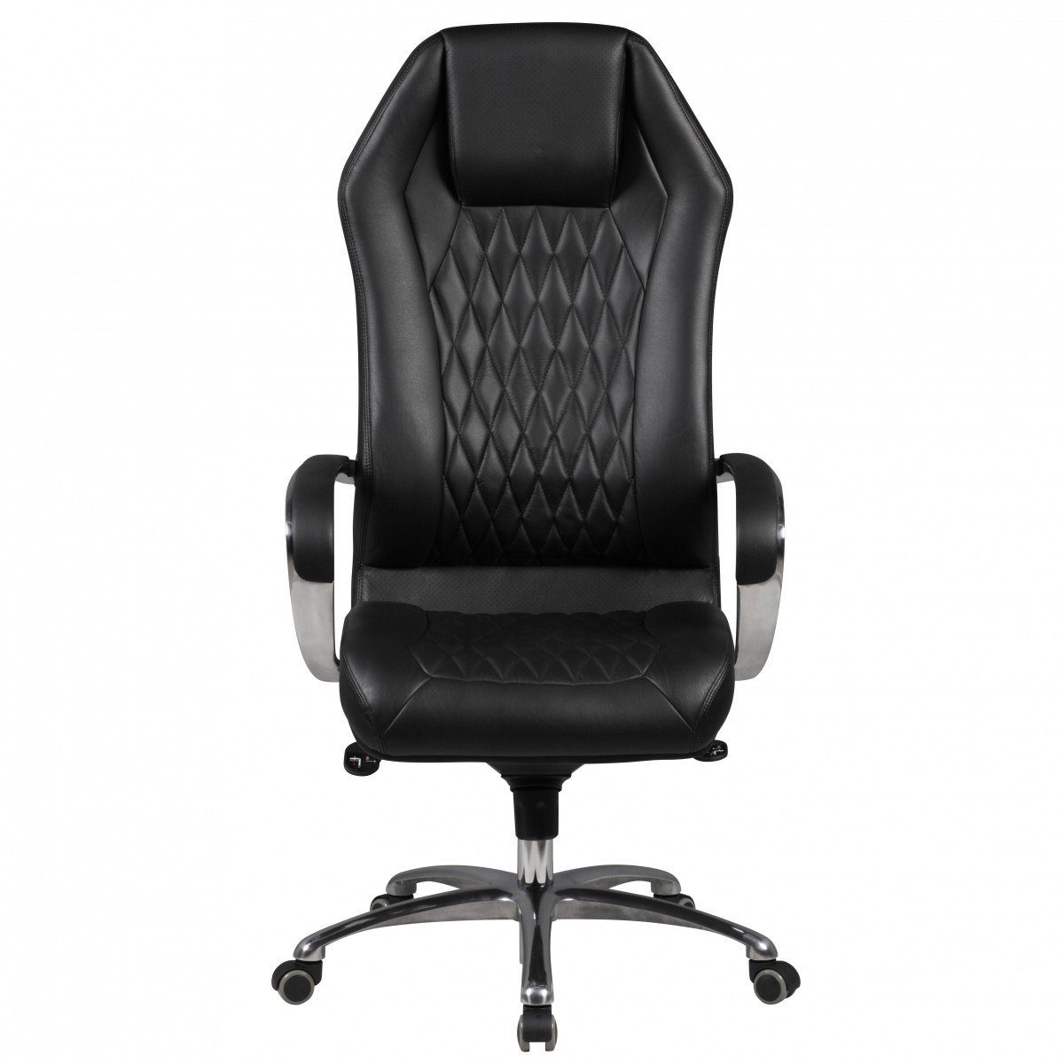 Schwarz Rückenlehne (Bürostuhl Schreibtischstuhl Echtleder SPM1.295 Hohe MONTEREY Amstyle Chefsessel mit 120KG), Kopfstütze