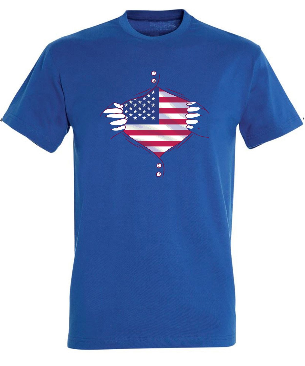 T-Shirt Herren Print Shirt - Patriotisches USA Brustprint