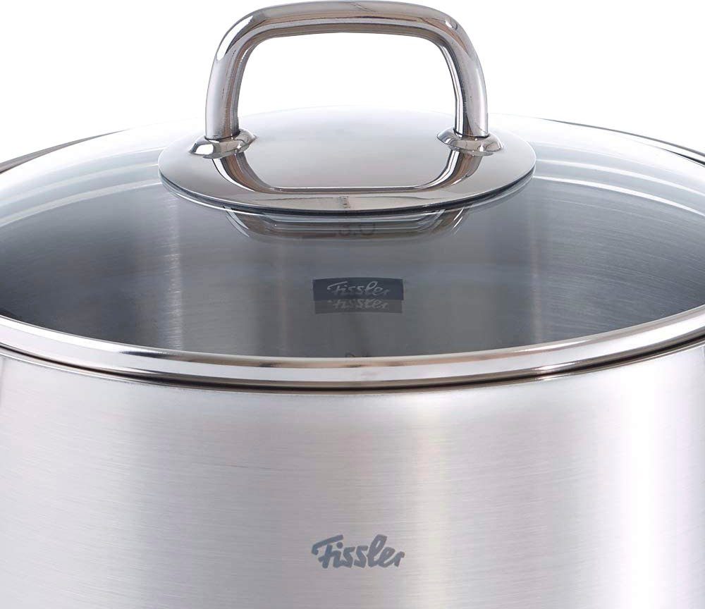 Fissler Topf-Set Viseo Topf-Set, Edelstahl 18/10 (Set, 8-tlg., 1x Bratentopf 20 cm, je 1x Kochtopf 16/20/24 cm), Induktionsgeeignet, Mess-Skala, Made in Germany