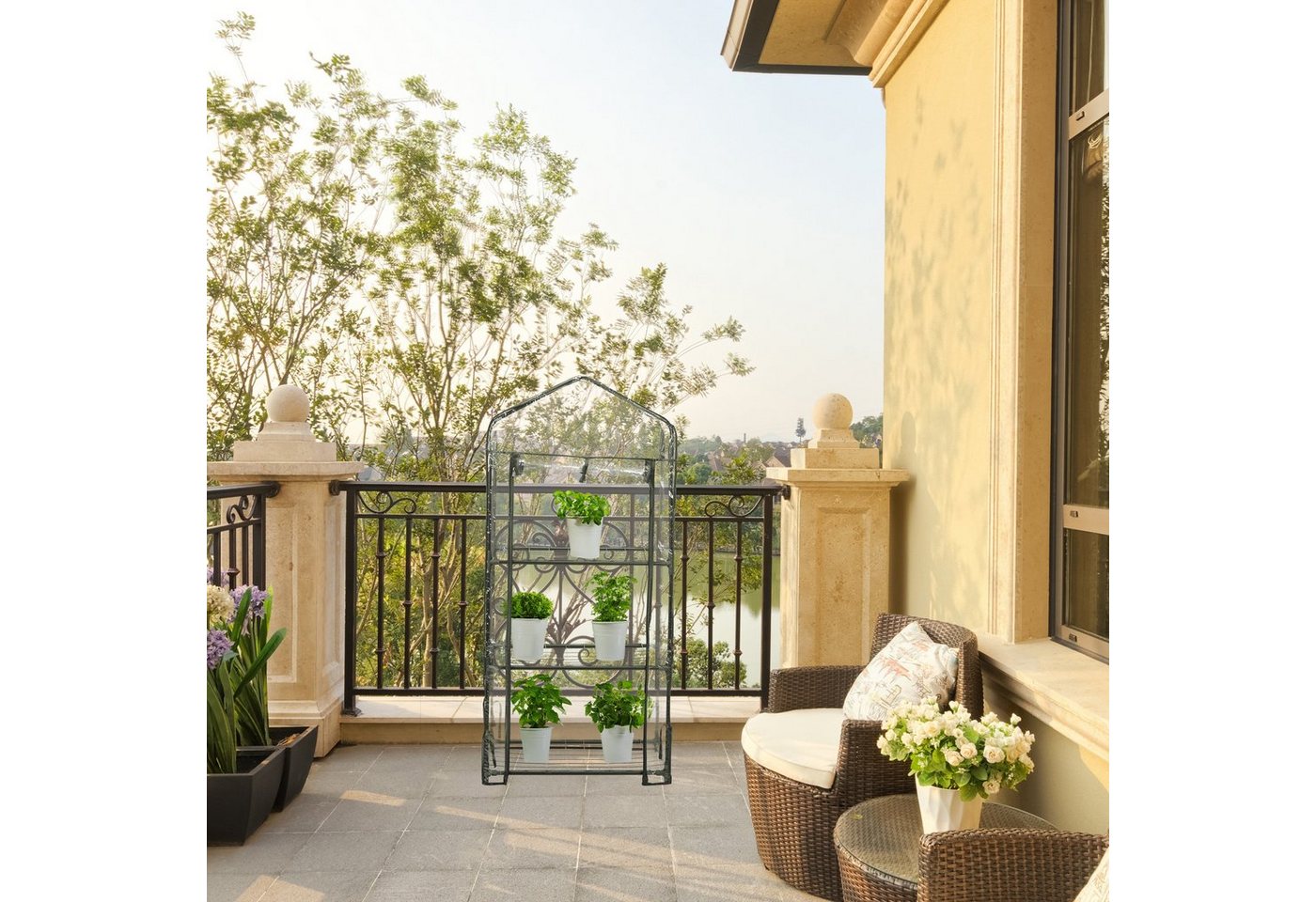 Thumbnail - relaxdays Foliengewächshaus Gewächshaus für Balkon mit 3 Ebenen