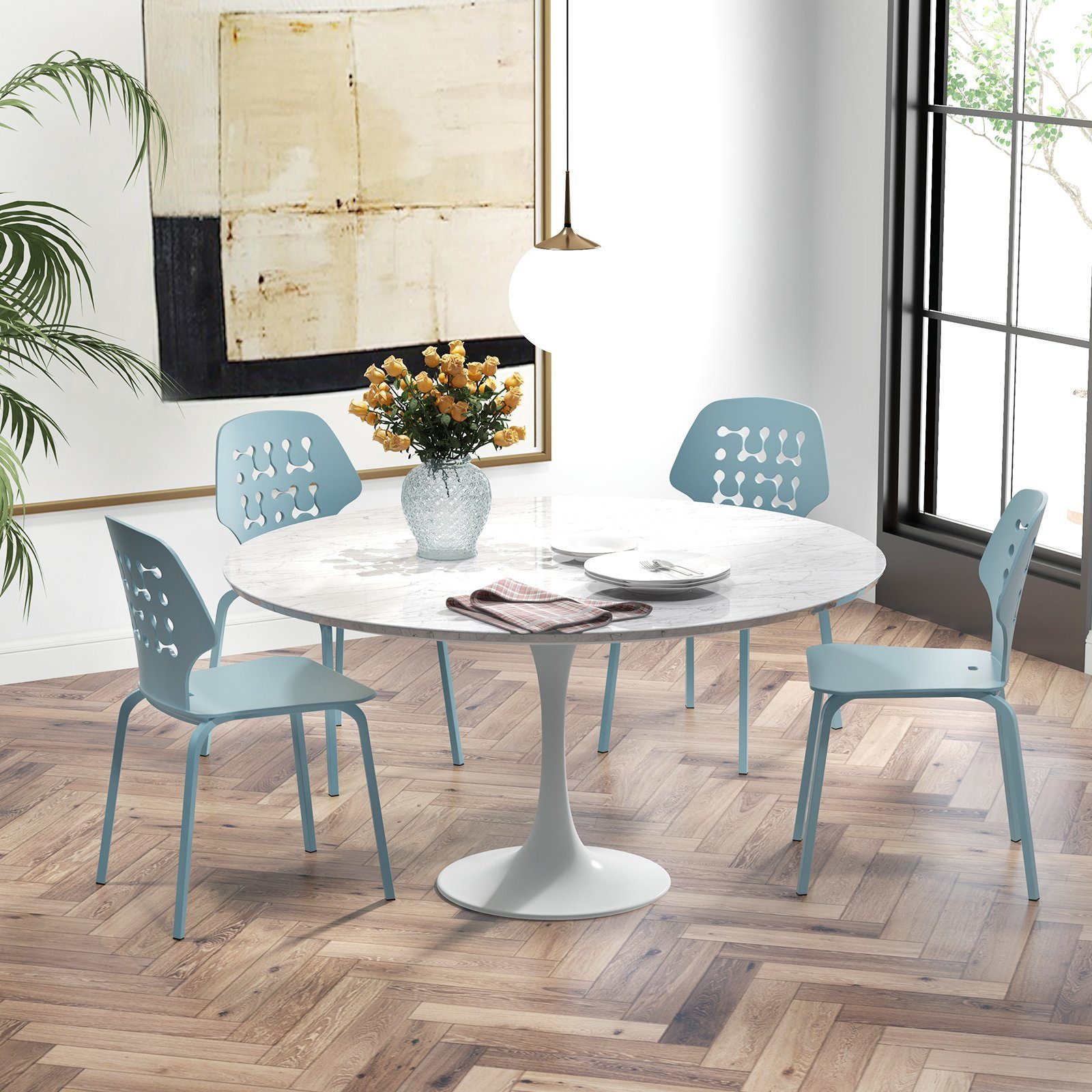 COSTWAY Esszimmerstuhl (4 St), mit durchbrochenem Rückenlehne, bis 150kg günstig online kaufen