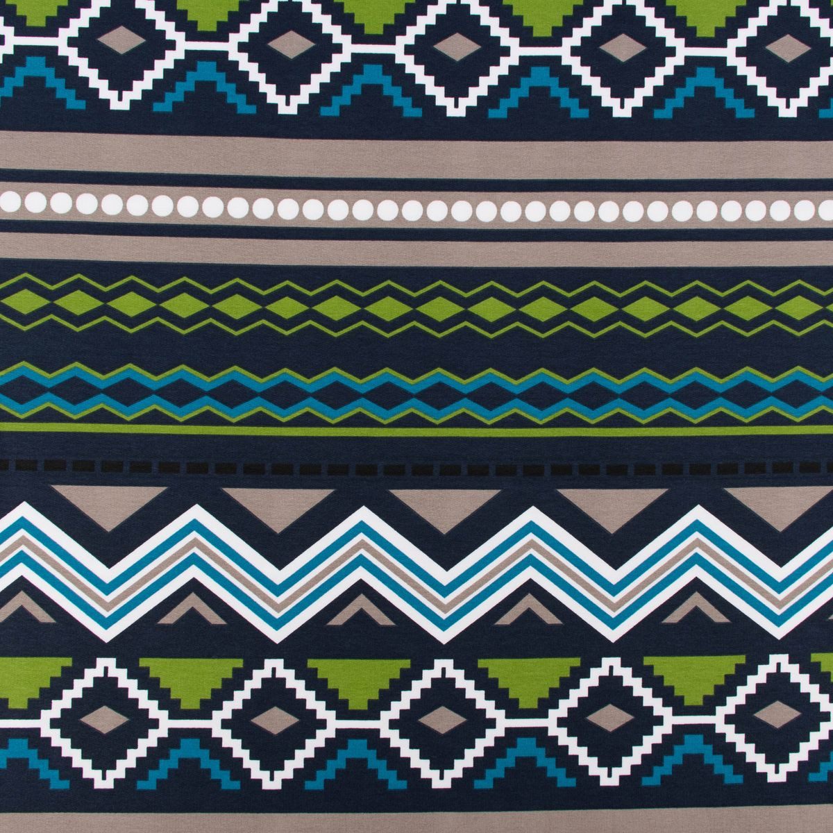 SCHÖNER LEBEN. Stoff French Terry Sommersweat Meterware Ikat Ethno blau grün 145cm, allergikergeeignet,atmungsaktiv,pflegeleicht