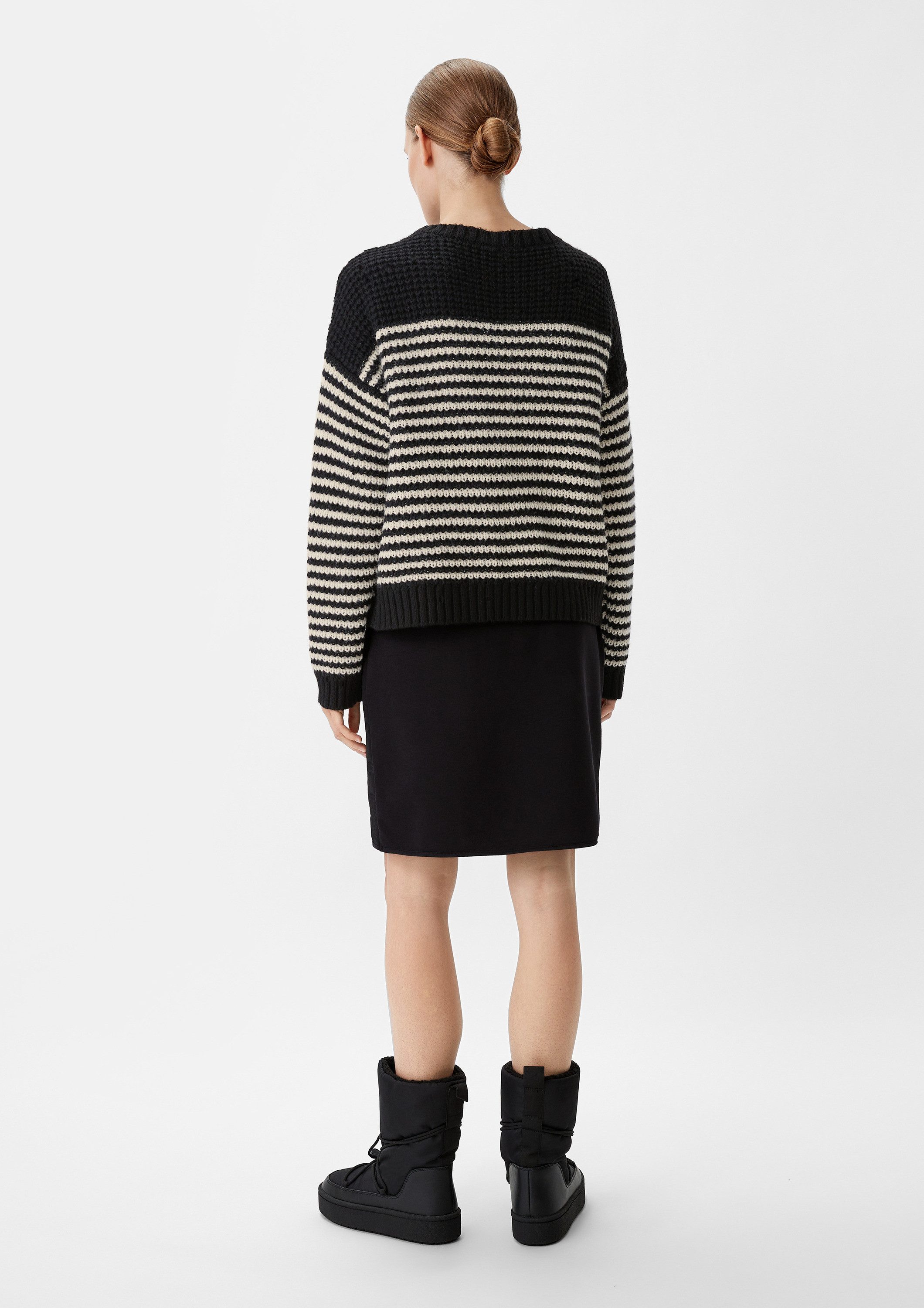 comma Longpullover Strickpullover Strickpullover mit Logo-Applikation