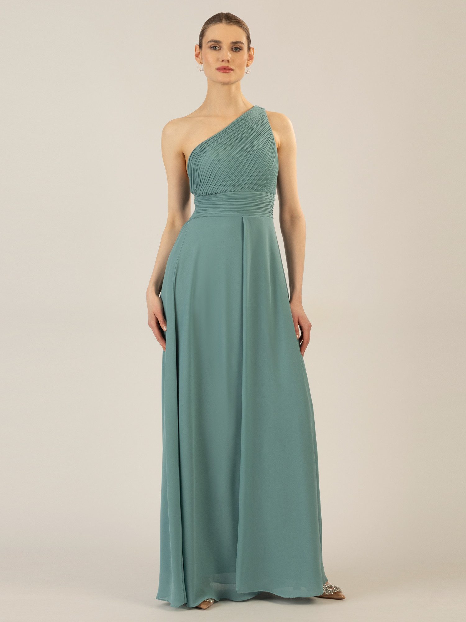 Apart Abendkleid mit Plissee- Drapierung vorne günstig online kaufen