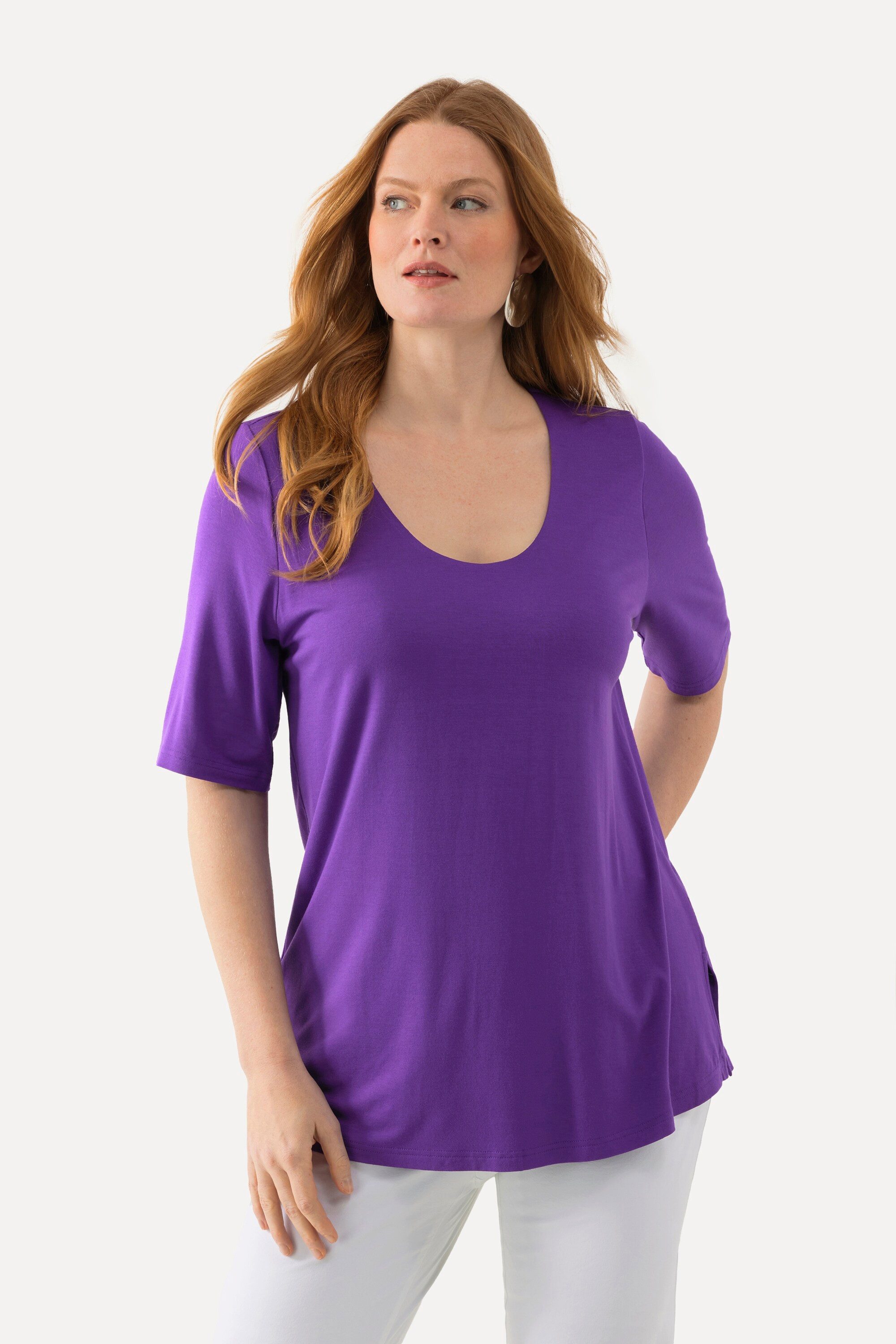 Ulla Popken T-Shirt T-Shirt vorne doppellagig günstig online kaufen