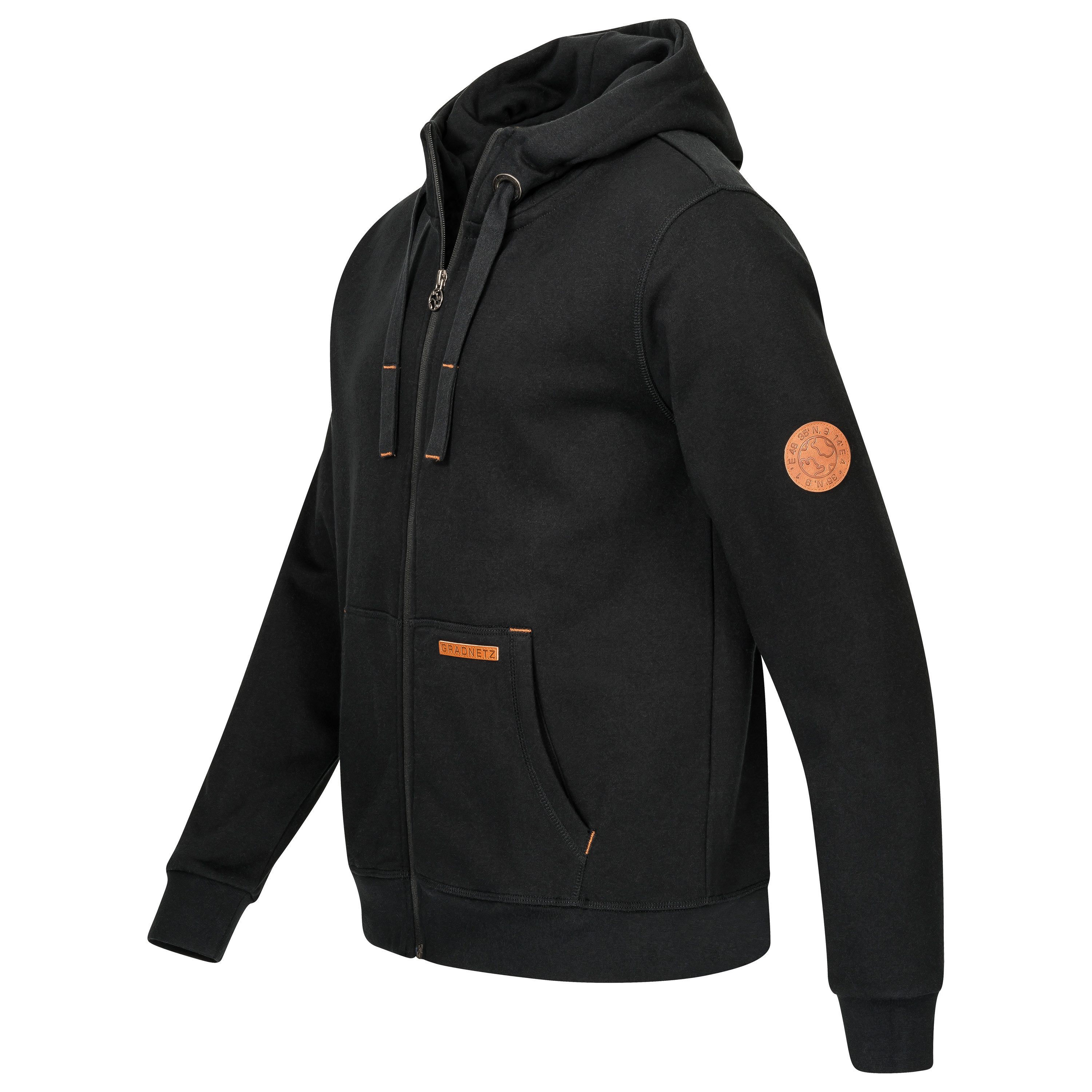 Gradnetz Sweatjacke Herren Hoody Bio Baumwolle (1-tlg) kuscheliger bequemer günstig online kaufen