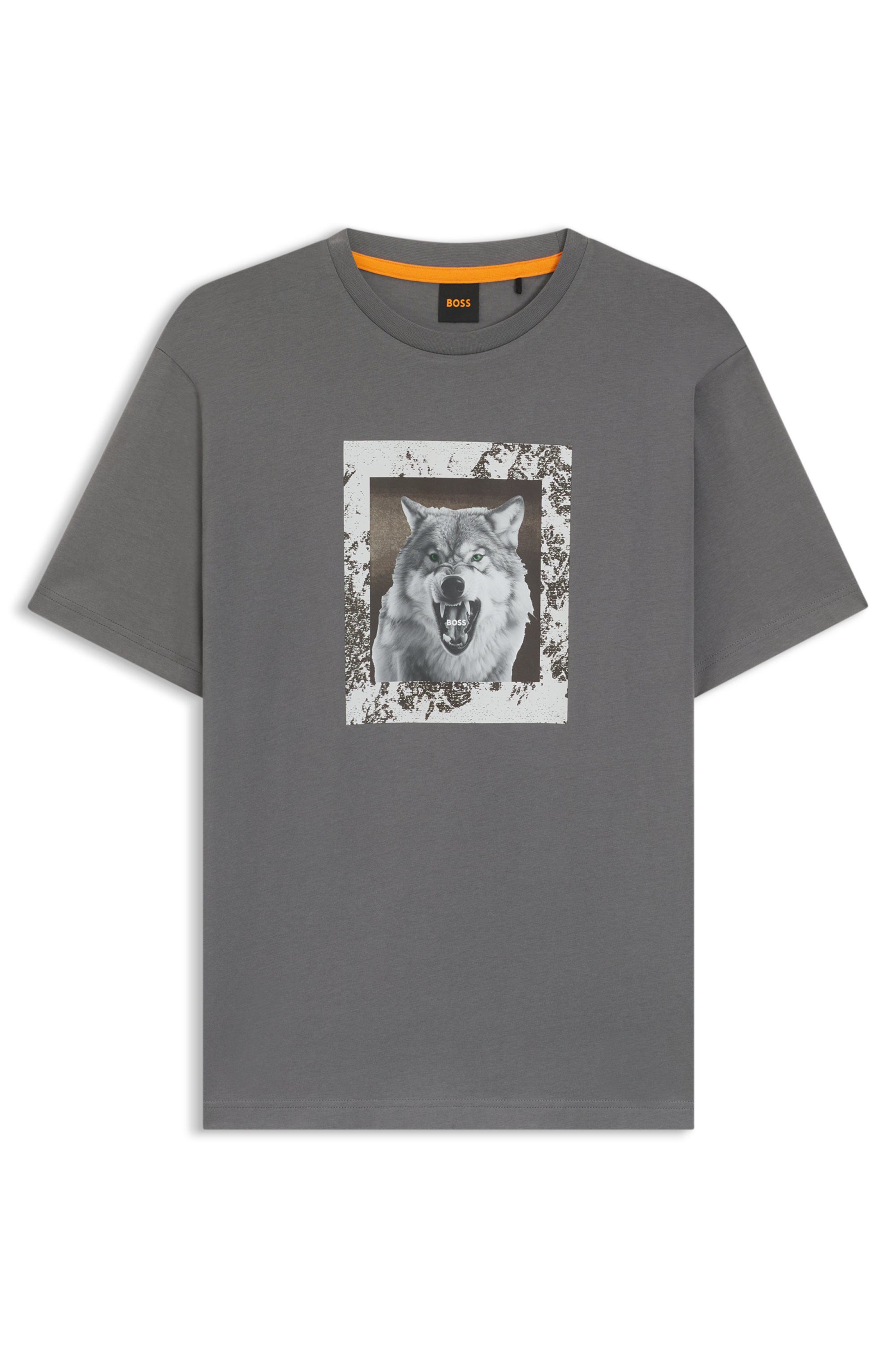 BOSS ORANGE T-Shirt Te lupo runder Ausschnitt, regular fit, Fotodruck – Bild 4 von 5