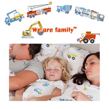 Kinderbettwäsche GCC, KEAYOO, Baumwolle, 2 teilig, Autos Muster 100% Baumwolle mit Reißverschluss