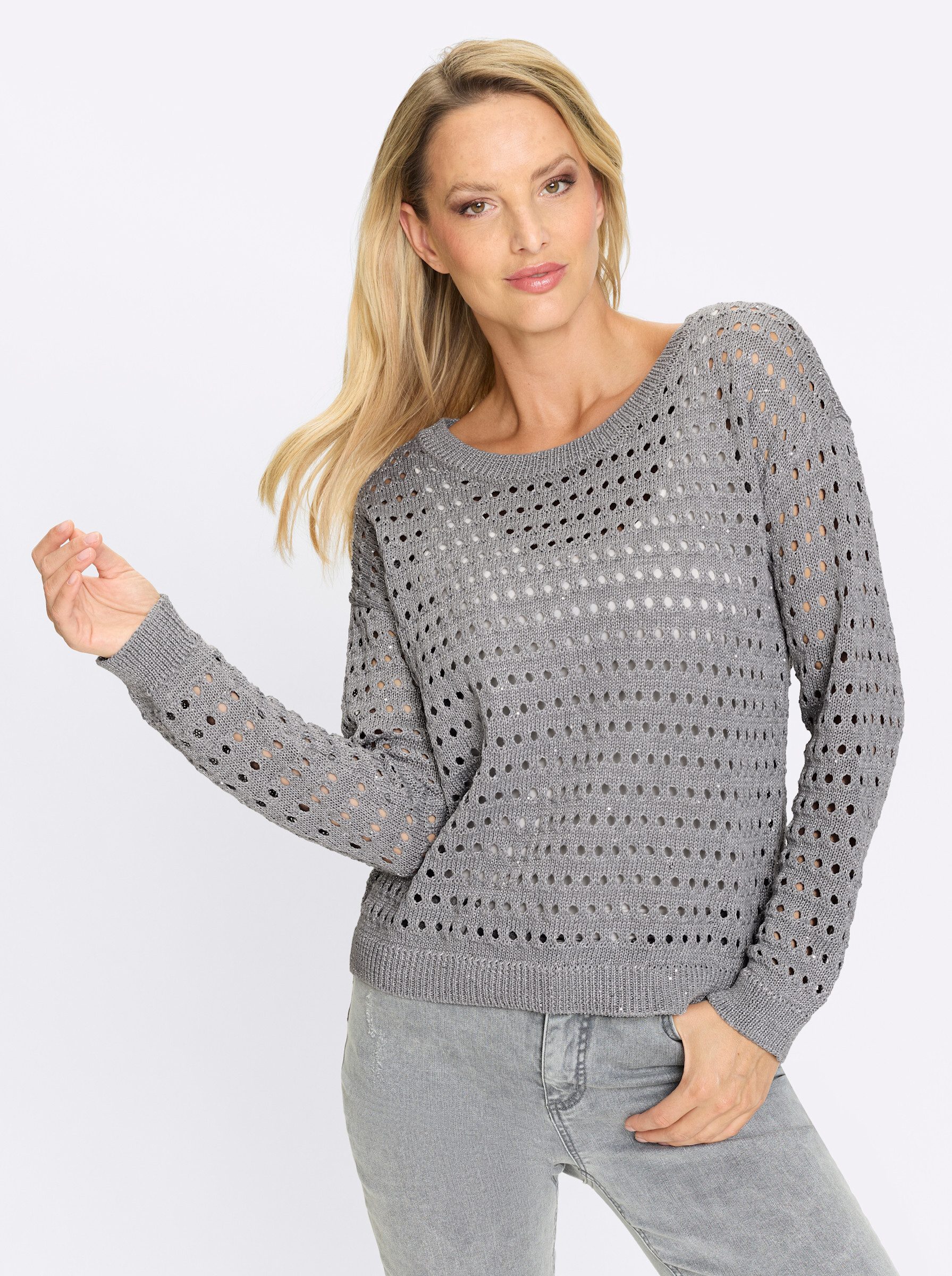 heine Strickpullover Pullover Langarm Ajour günstig online kaufen