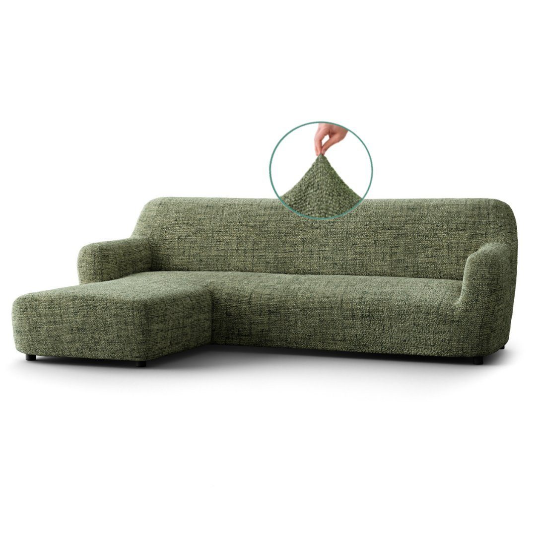 Sofahusse 1-teiliger Sofabezug für L-Form mit mane, italienische Handarbeit, Paulato by GA.I.CO, blickdichter, langlebiger 2-farbiger Mikrofaserstoff grün