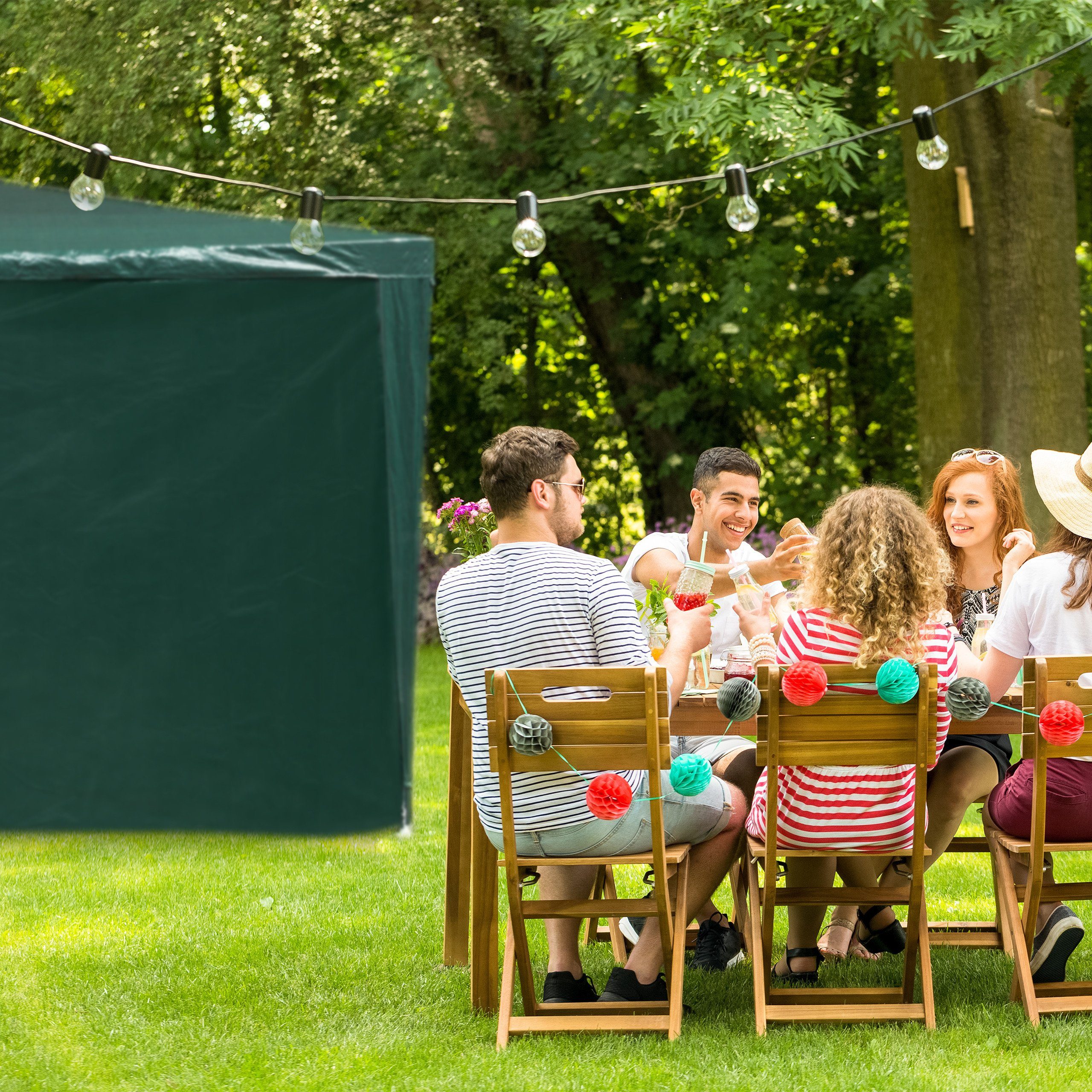 relaxdays Pavillonseitenteil Pavillon Seitenteile 2er Set grün, 300x200 cm – Bild 5 von 5