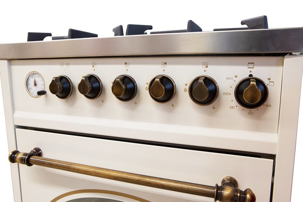 GURARI Gas-Standherd GCH G 614 CR Gas Standherd 60 cm Erdgas Fl.Gas 4 Kw WOK Gasgrill, mit 1-fach-Teleskopauszug, Standherd 60 cm Erdgas Fl.Gas 4 Kw WOK, Gasgrill, Range Cooker