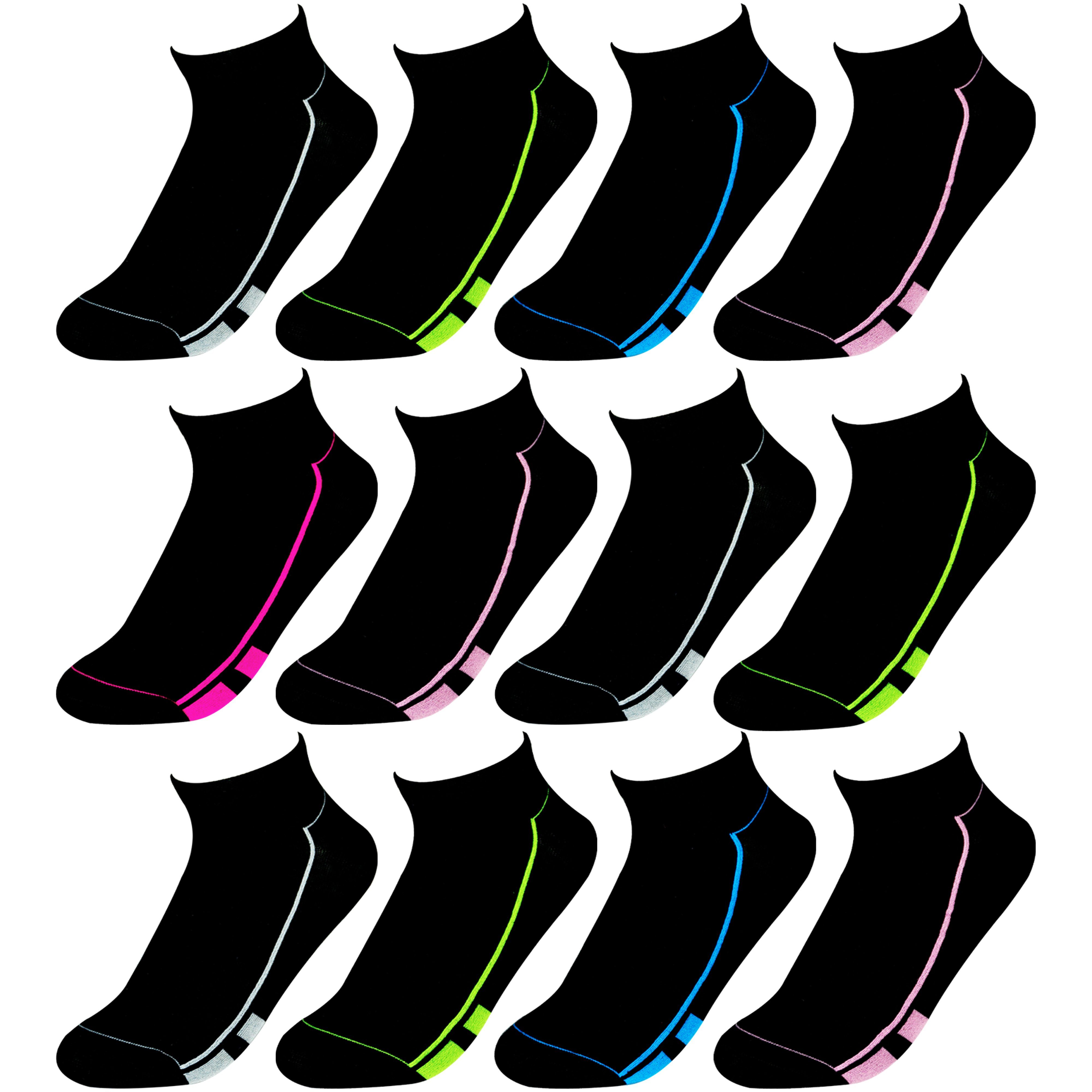 TEXEMP Sneakersocken 6 bis 36 Paar Sneaker Socken Damen & Kinder Schwarz  Baumwolle Freizeit Sport Kurzsocken Füßlinge Quarter (Packung, 6-Paar)  Langlebig & Robust