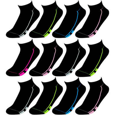 TEXEMP Sneakersocken »6 bis 36 Paar Sneaker Socken Damen & Kinder Schwarz Baumwolle Freizeit Sport Kurzsocken Füßlinge Quarter« (Packung, 12-Paar) Langlebig & Robust