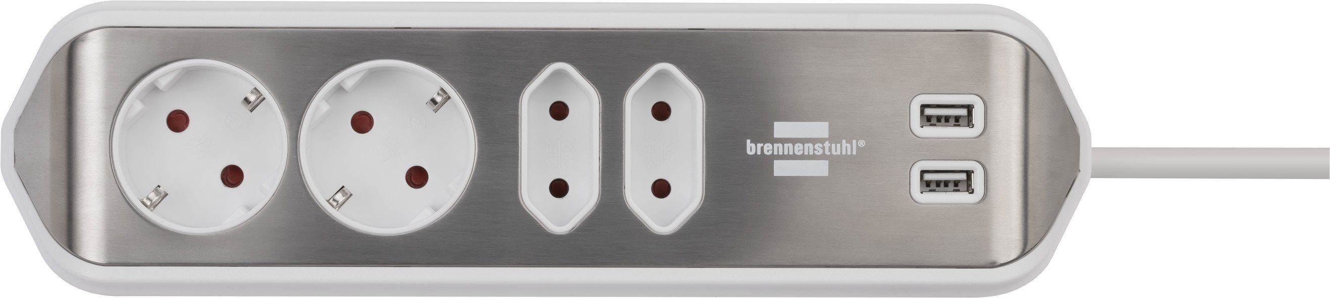 4-fach, Brennenstuhl USB-Ladefunktion 2x estilo Steckdosenleiste Euro-Steckdosen, Schutzkontakt-Steckdosen, 2x