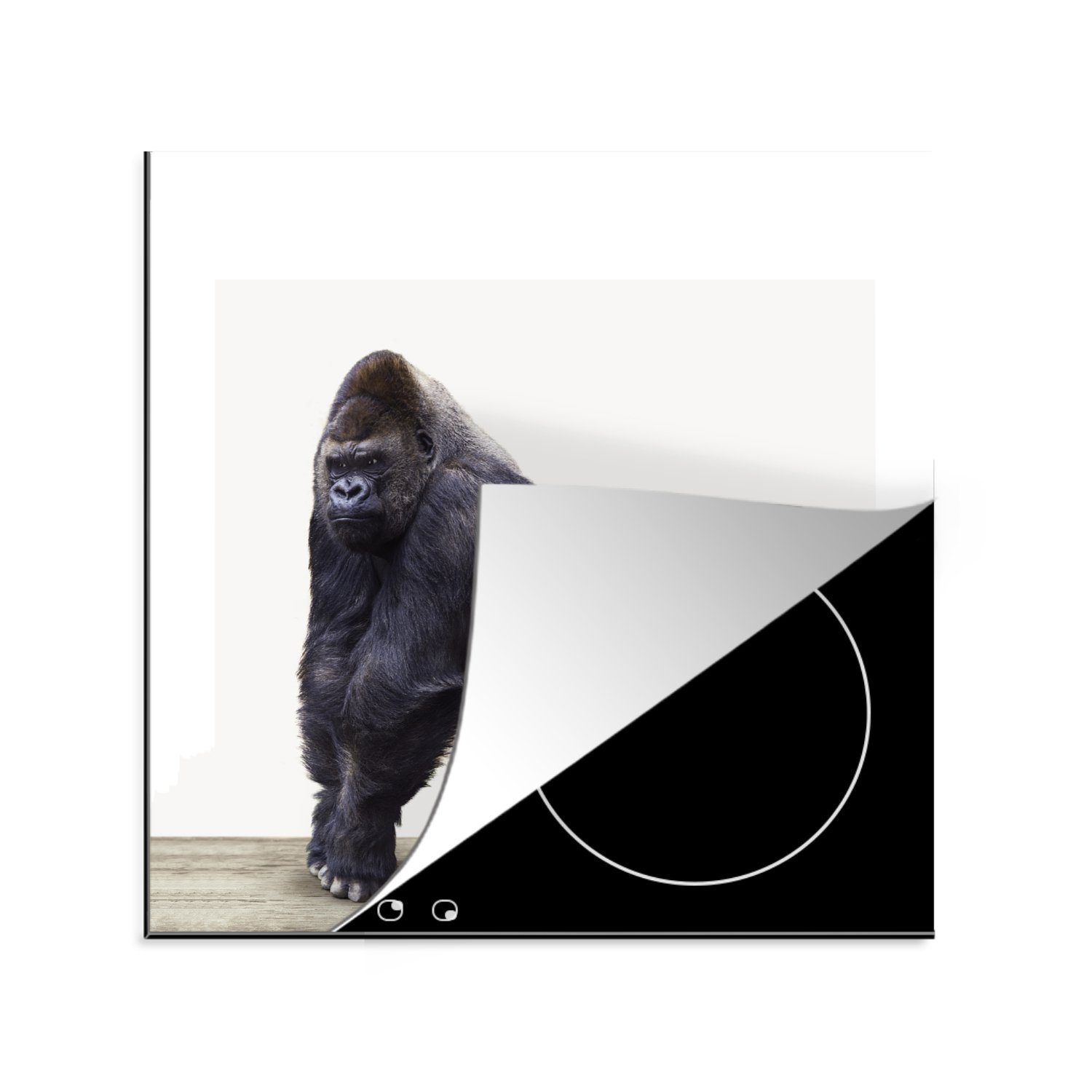 MuchoWow Herdblende-/Abdeckplatte Tier - Gorilla - Affe, Vinyl, (1 tlg), 78x78 cm, Ceranfeldabdeckung, Arbeitsplatte für küche
