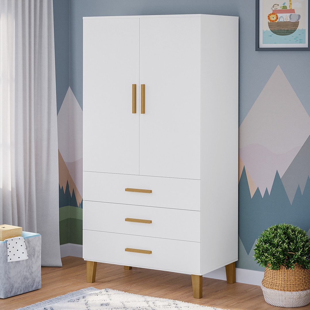 Bellabino Kinderkleiderschrank Liri (2-türig) weiß/natur, mit günstig online kaufen