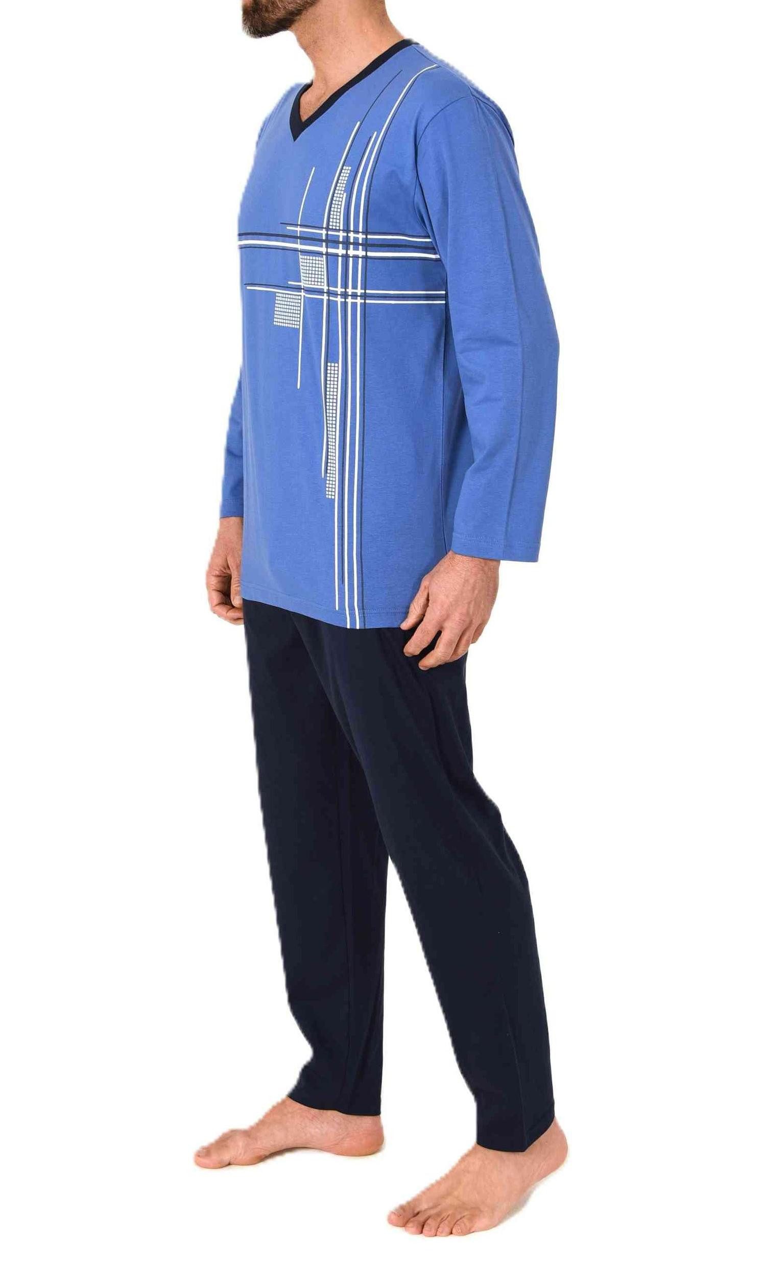 Normann Pyjama Normann Herren langarm Schlafanzug Pyjama mit eleganten Fron günstig online kaufen