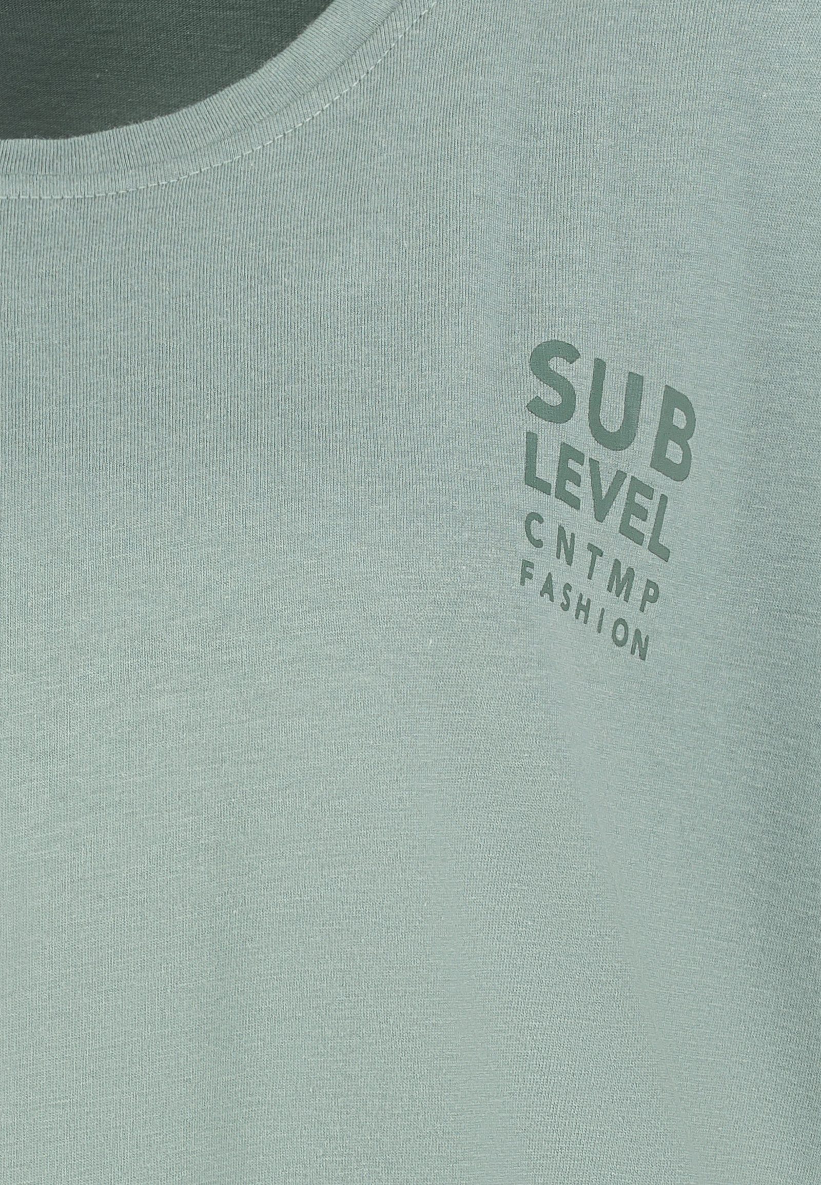 SUBLEVEL T-Shirt Damen Basic T-Shirt Logoprint Modal-Baumwolle T-Shirt mit Ärmelaufschlag
