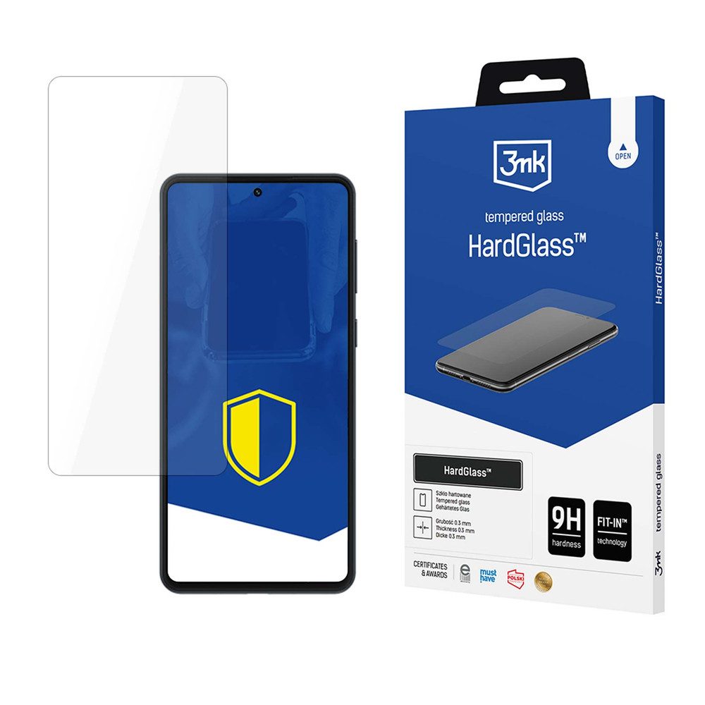 3MK Displayschutzglas Smartphone Schutzglas für Samsung Galaxy M55, Spar-Set, 1 Stück, 9H Härte, 2,5D Kanten, oleophobe Beschichtung, Fit-In