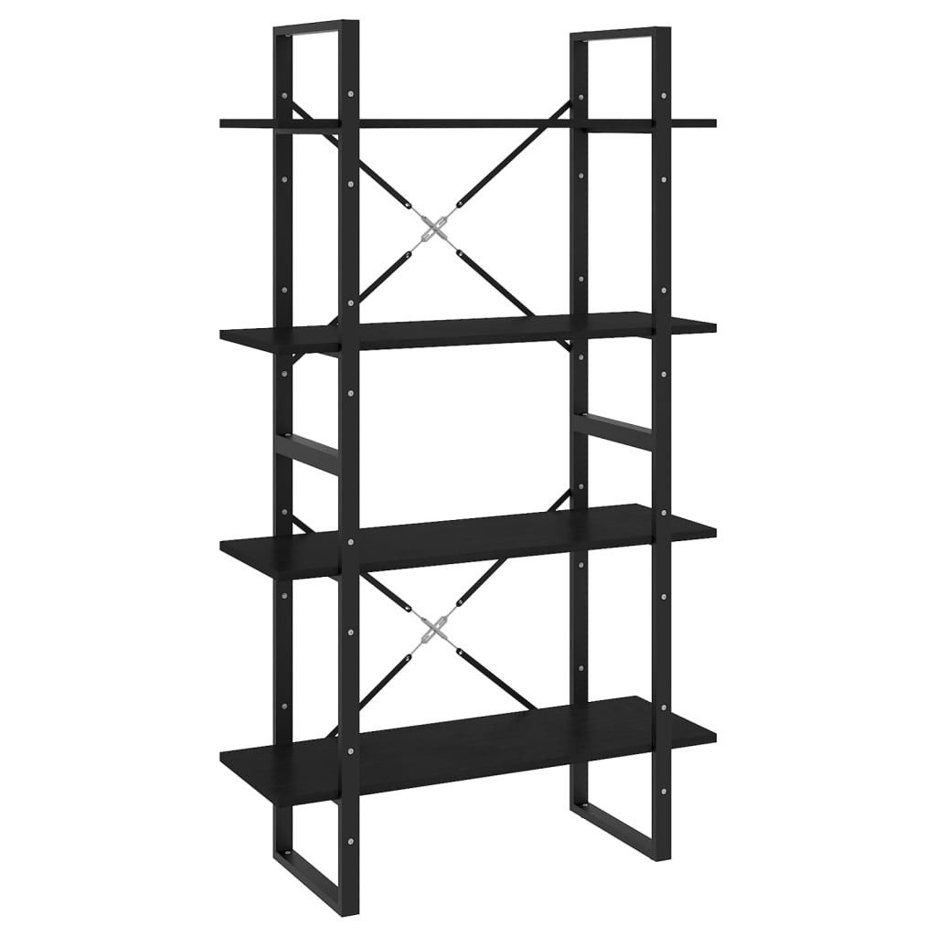 vidaXL Bücherregal Bücherregal 4 Böden Schwarz 80x30x140 cm Massivholz Kiefer, 1-tlg.