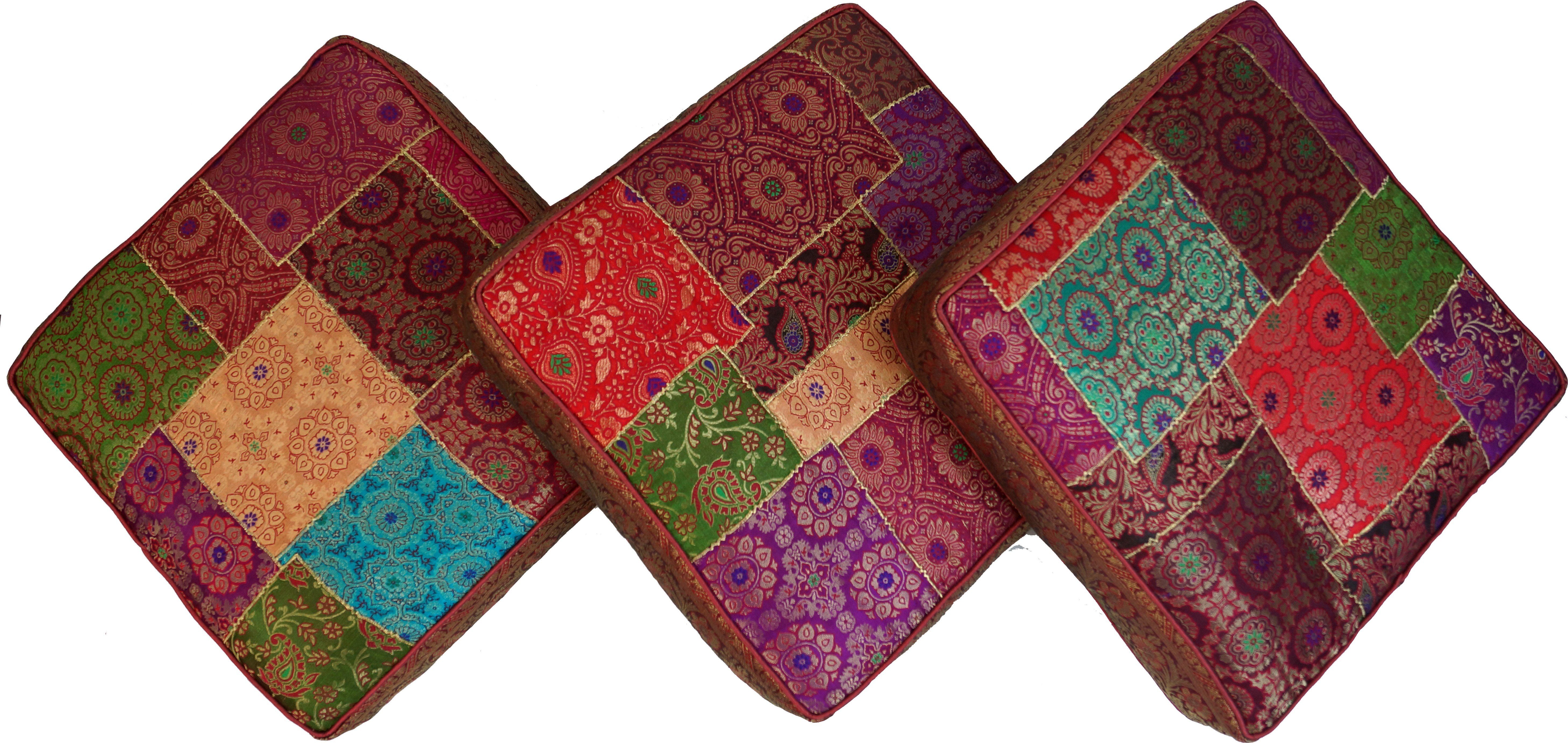 Guru-Shop Sitzkissen Orientalisches eckiges Patchwork Kissen 40 cm,..