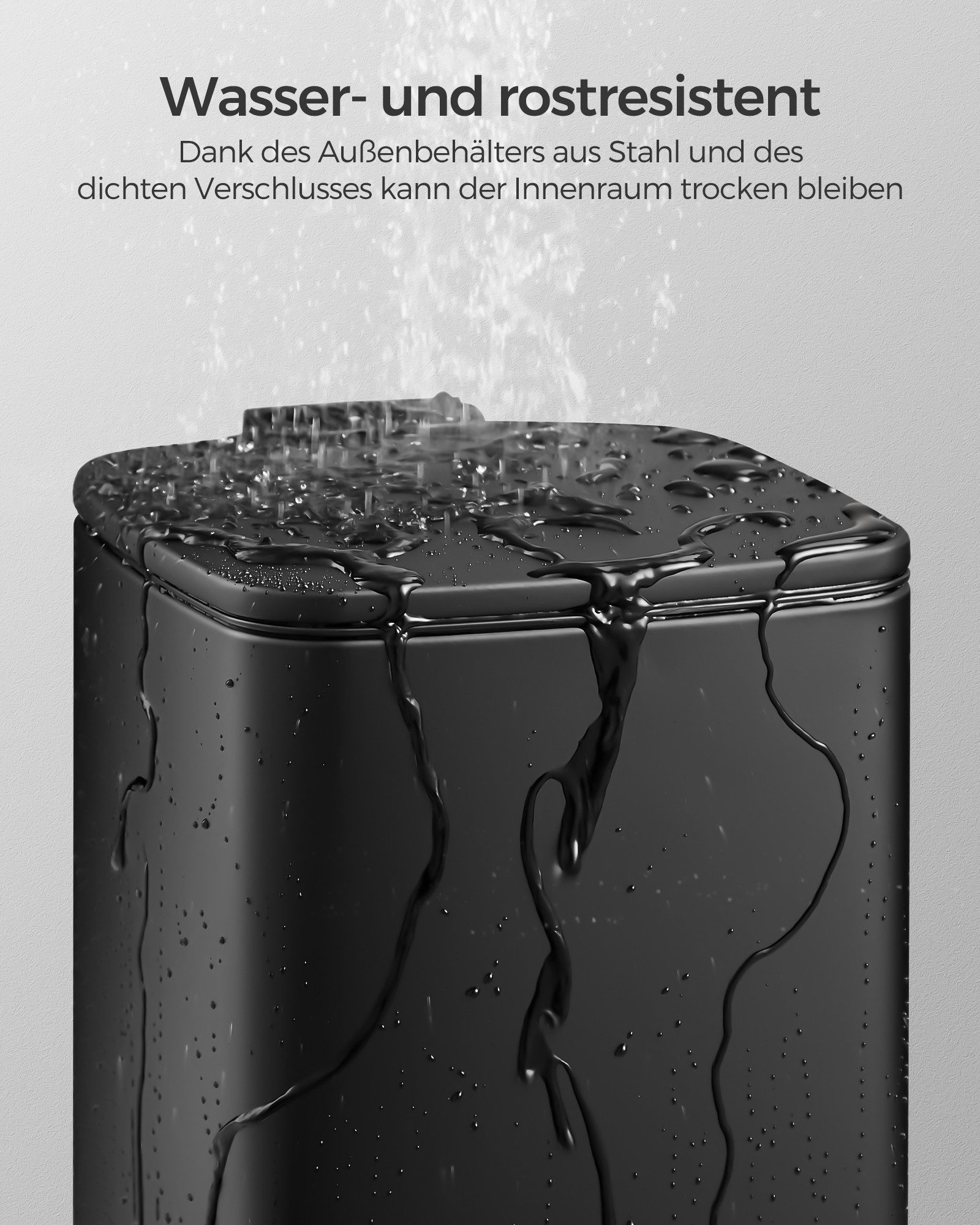 SONGMICS Kosmetikeimer Mülleimer Bad, kleiner Abfalleimer, Tretmülleimer, mit Pedal, 8 Liter, für kleine Räume, mit Deckel, Softclose, Stahl