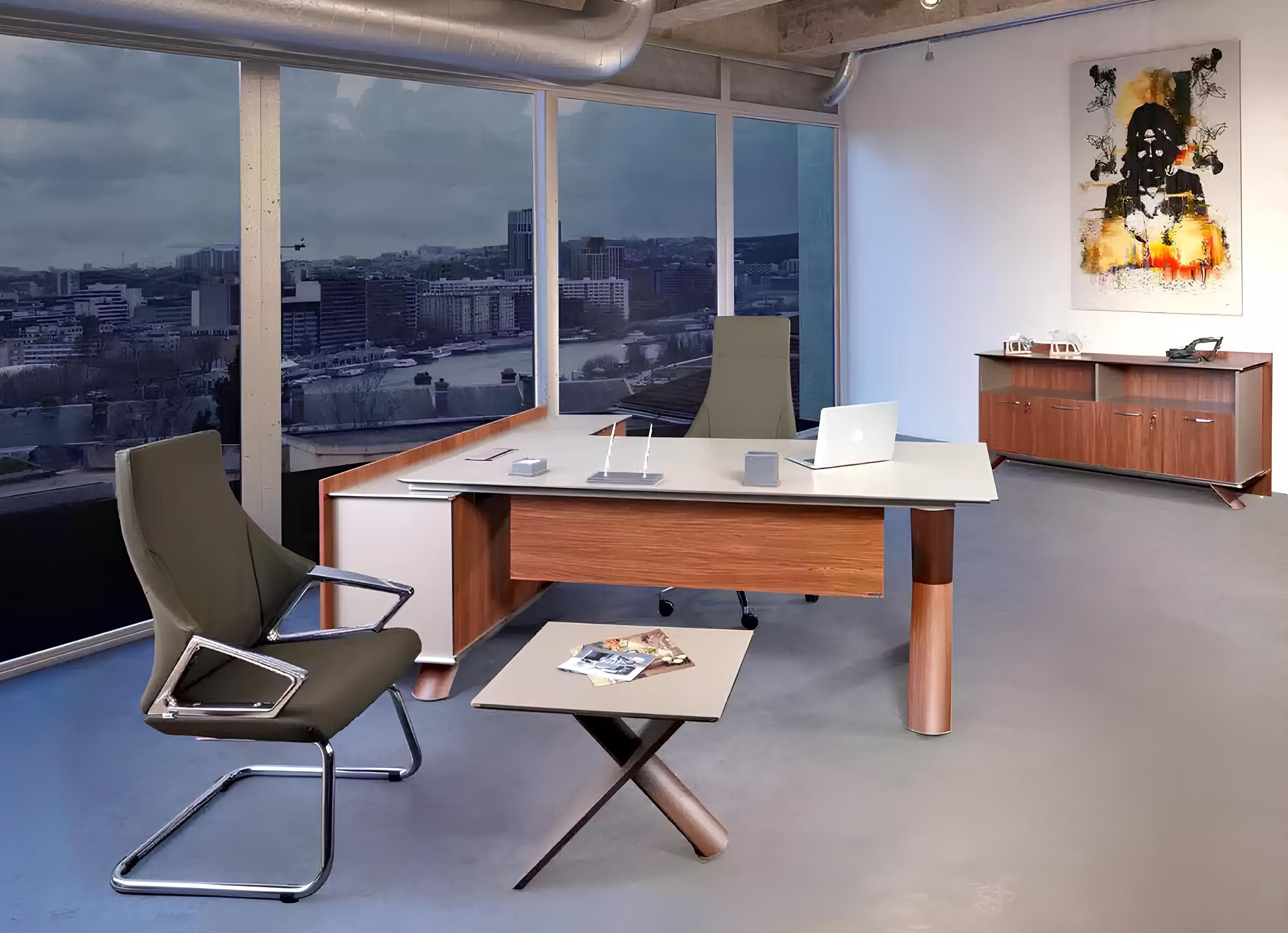 Büromöbel-Set Holzmöbel Schreibplatz Eckdesk Büroeinrichtung Kommode Sofa-Tisch