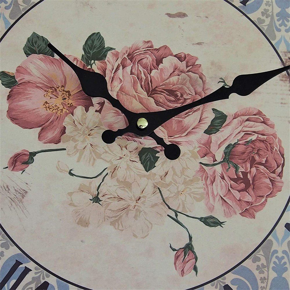 PERLA pd DESIGN Wanduhr Vintage Küchenuhr - Rosenzauber 33cm Ø im Antik-Sti günstig online kaufen
