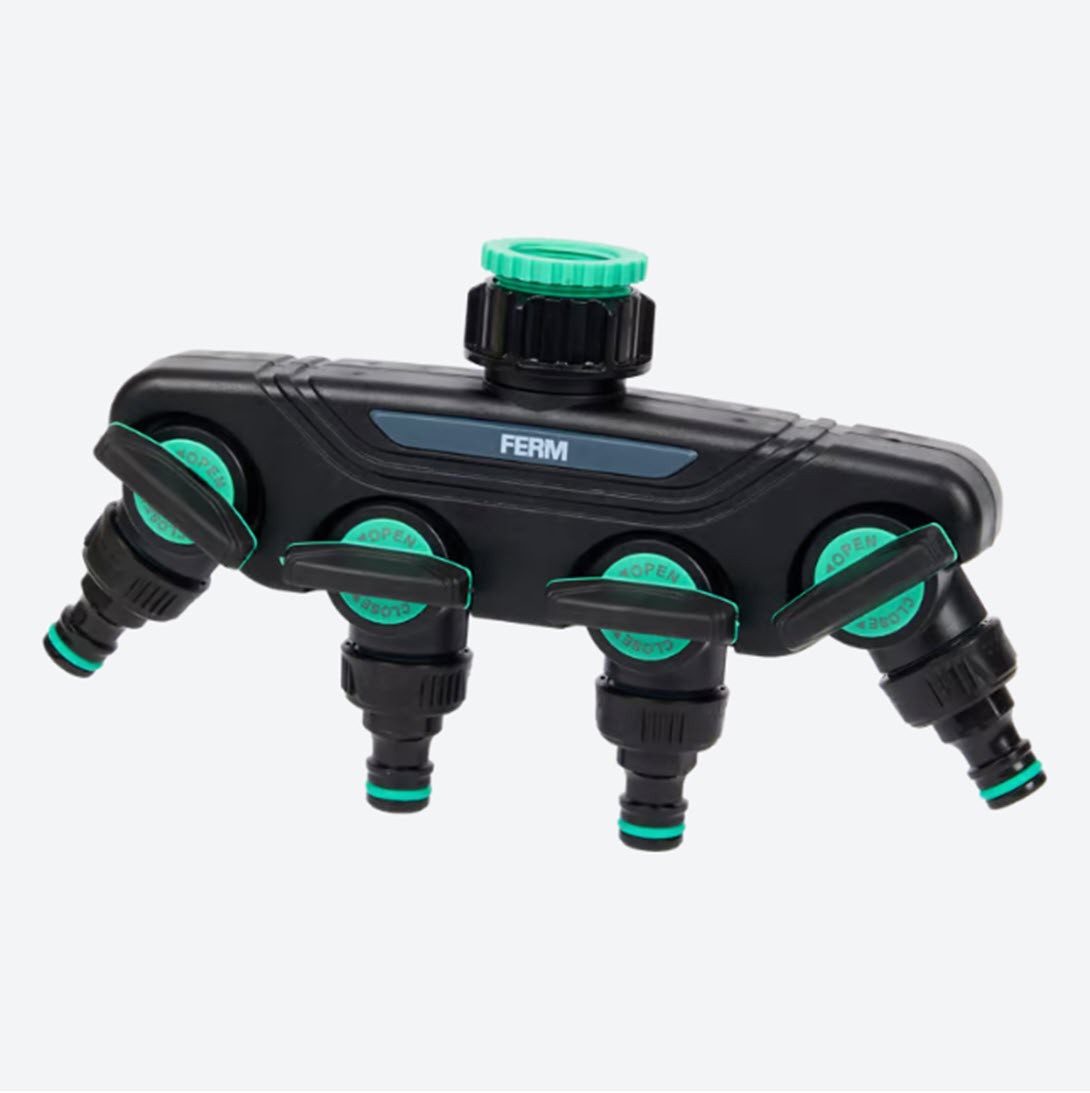 Ferm Anschlussstück Wasserverteiler 4 Wege Gartenschlauch-Anschluss