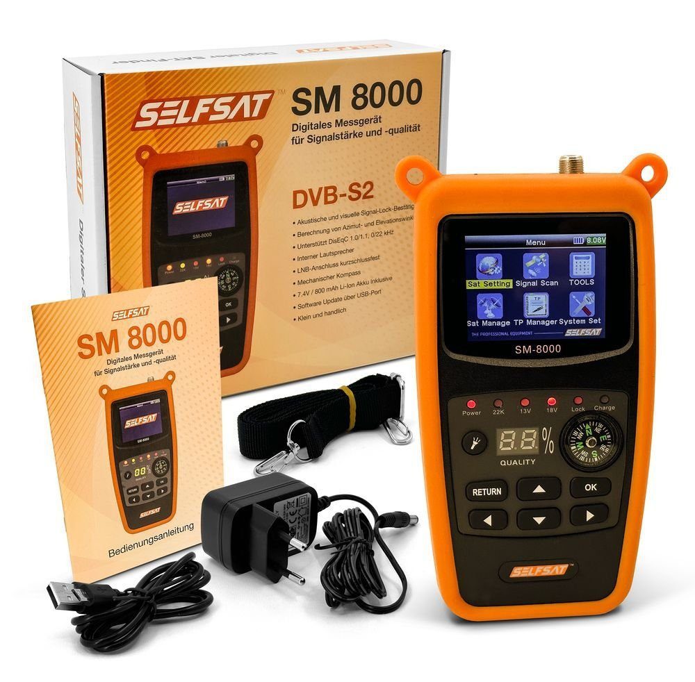 Selfsat Satfinder SM 8000 Camping Satfinder HD DVB-S + DVB-S2 8PSK SAT Messgerät