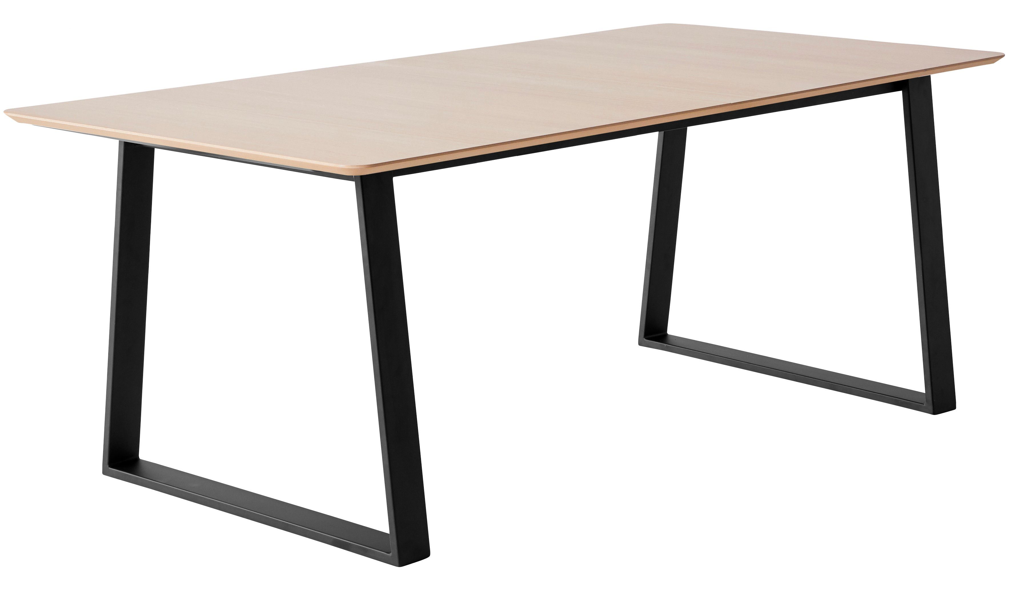Hammel Furniture Esstisch Meza Designtisch mit Auszugsfunktion und 2 Einlegeplatten, abgerundete Tischplatte MDF, Trapez Metallgestell