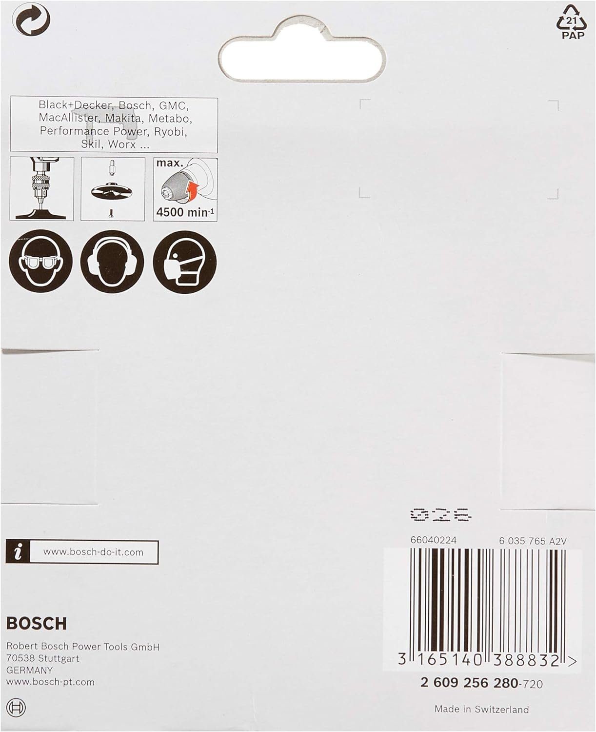 (für Bosch BOSCH 125 Ø Bohrmaschinen, DY mm, Klettsystem) Bohrfutter Schleifteller