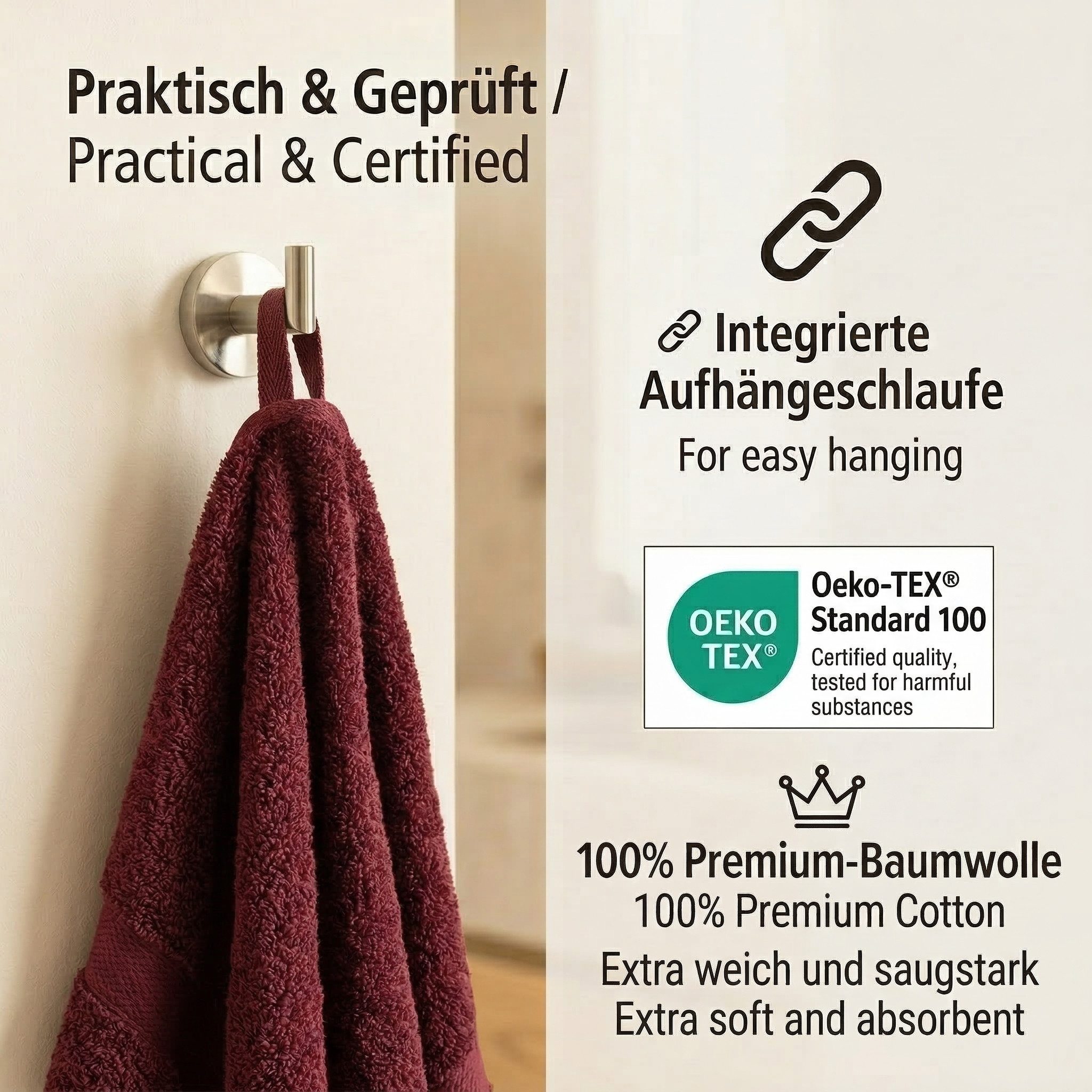 Betz Handtücher 10-teiliges Handtuch Set Premium, 100% Baumwolle (10-St), 4 Handtücher 50x100 cm, 2 Duschtücher 70x140 cm, 2 Gästetücher 30x50 – Bild 5 von 5