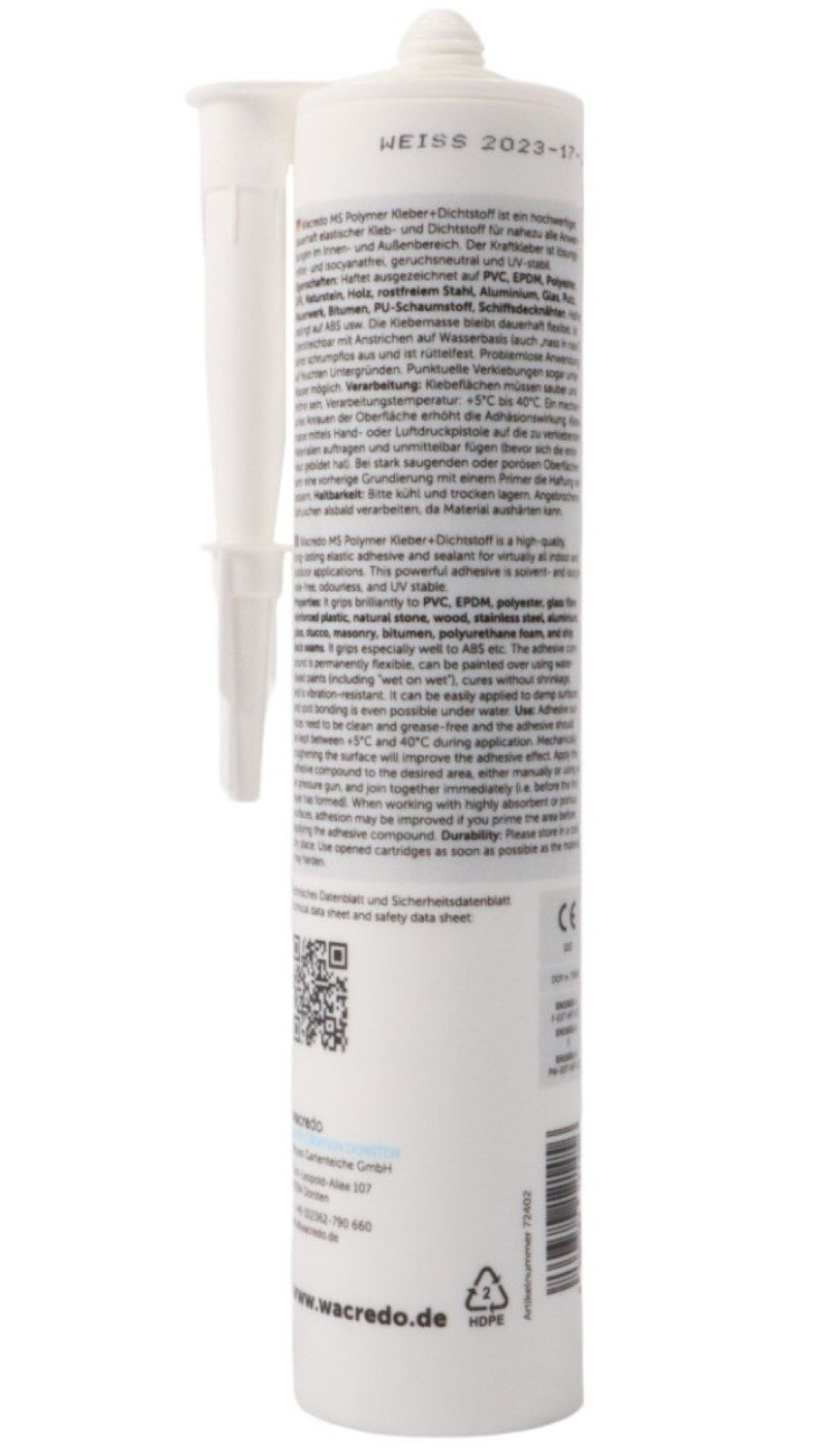 Wacredo Montagekleber MS Polymer Kleb- und Dichtstoff weiß, Teichfolienkleber