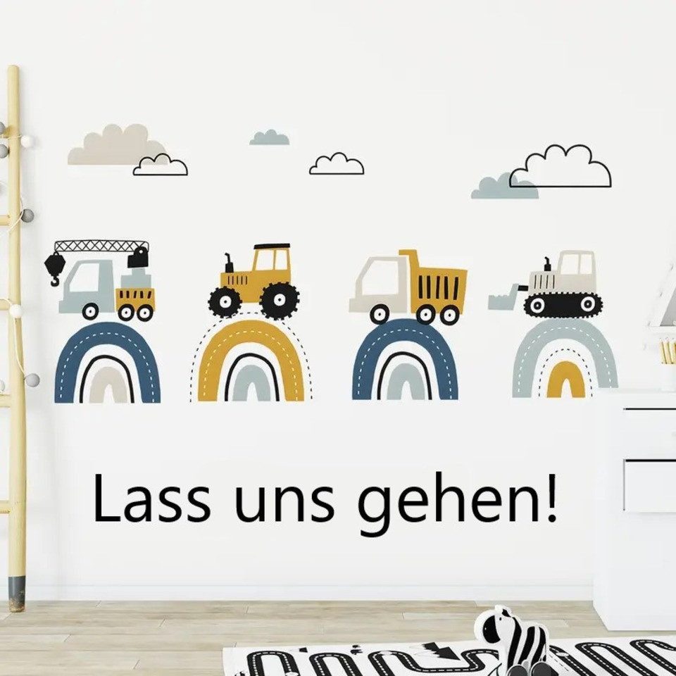 Montegoni Wandsticker Cartoon-Baustellenfahrzeuge Wandtattoo – Aquarell Kin günstig online kaufen