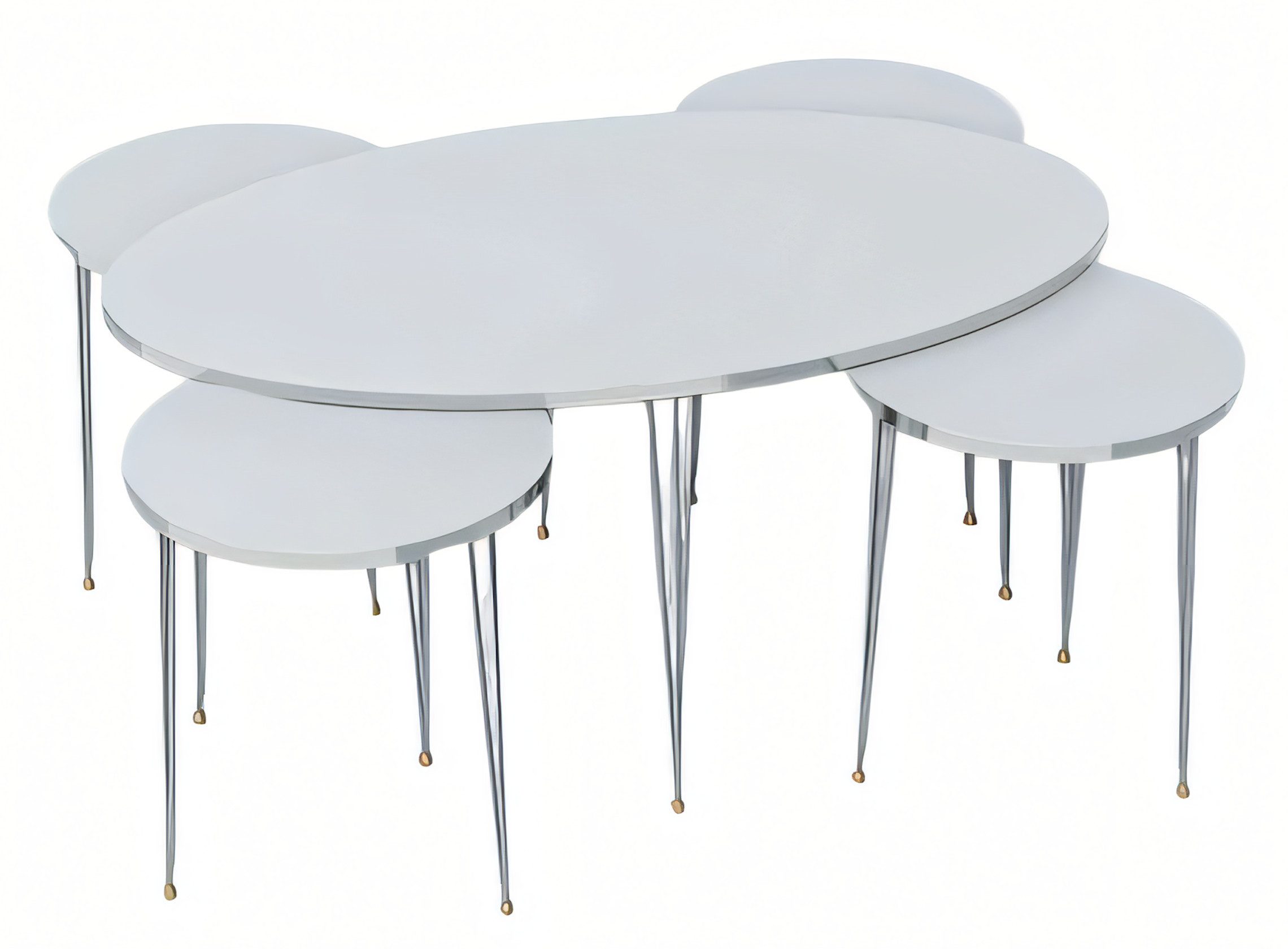 JVmoebel Beistelltisch Eleganter weißer Holztisch mit Прикроватные тумбочкиn im modernen Stil (Couchtisch, 4x Прикроватные тумбочки), Made in Europe