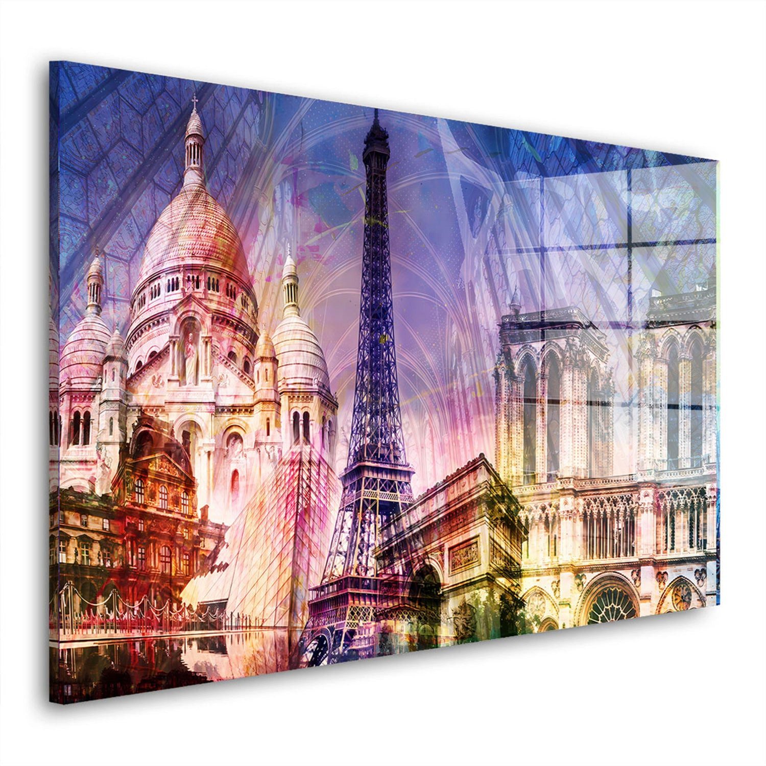 Artedinoi Acrylglasbild Paris Pop Art Wahrzeichen Acrylglas Wandbild Bild Wanddeko XL