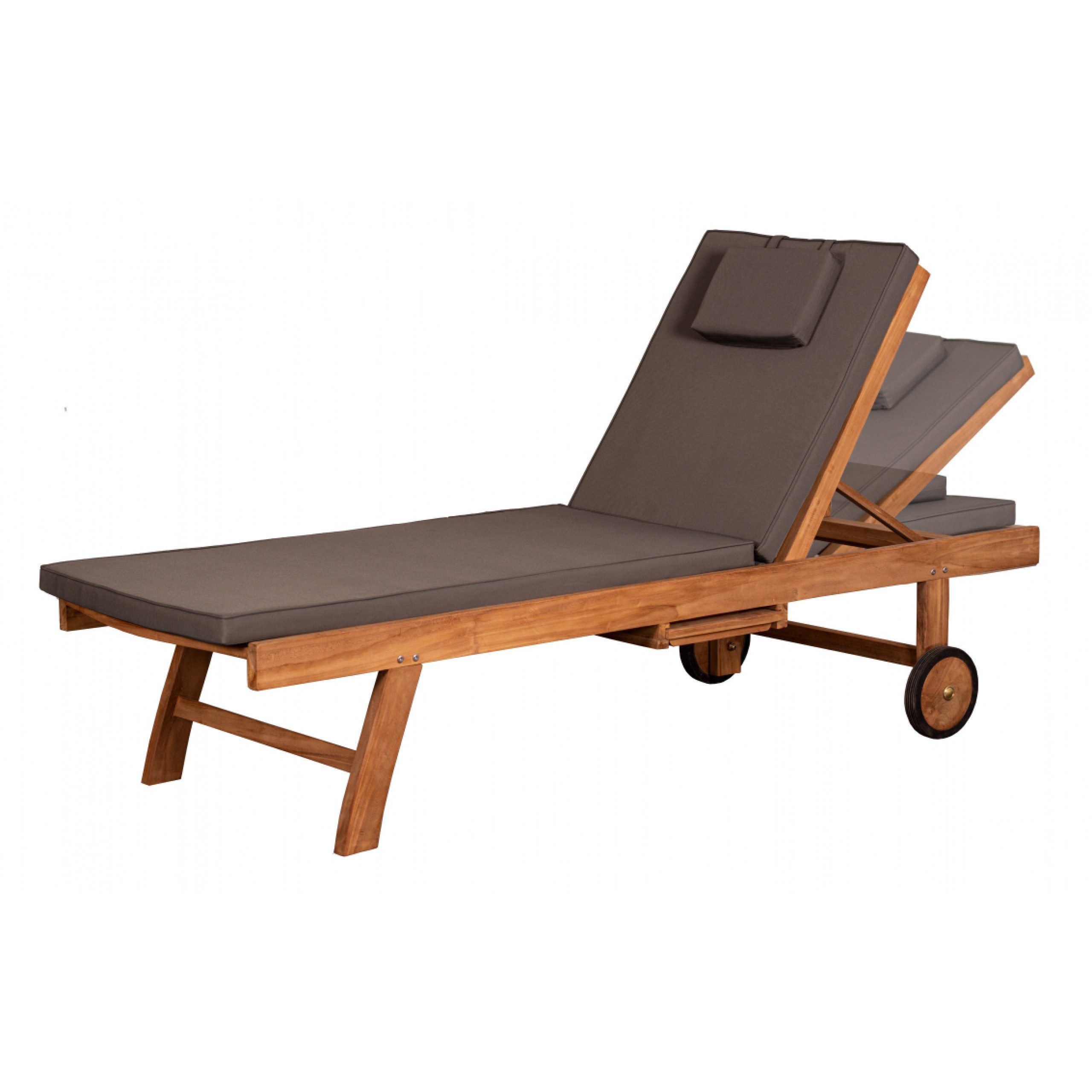 deVries Gartenlounge-Sessel deVries Gartenliege "WOODIE" Lounger aus Teakholz inkl. Polster grau
