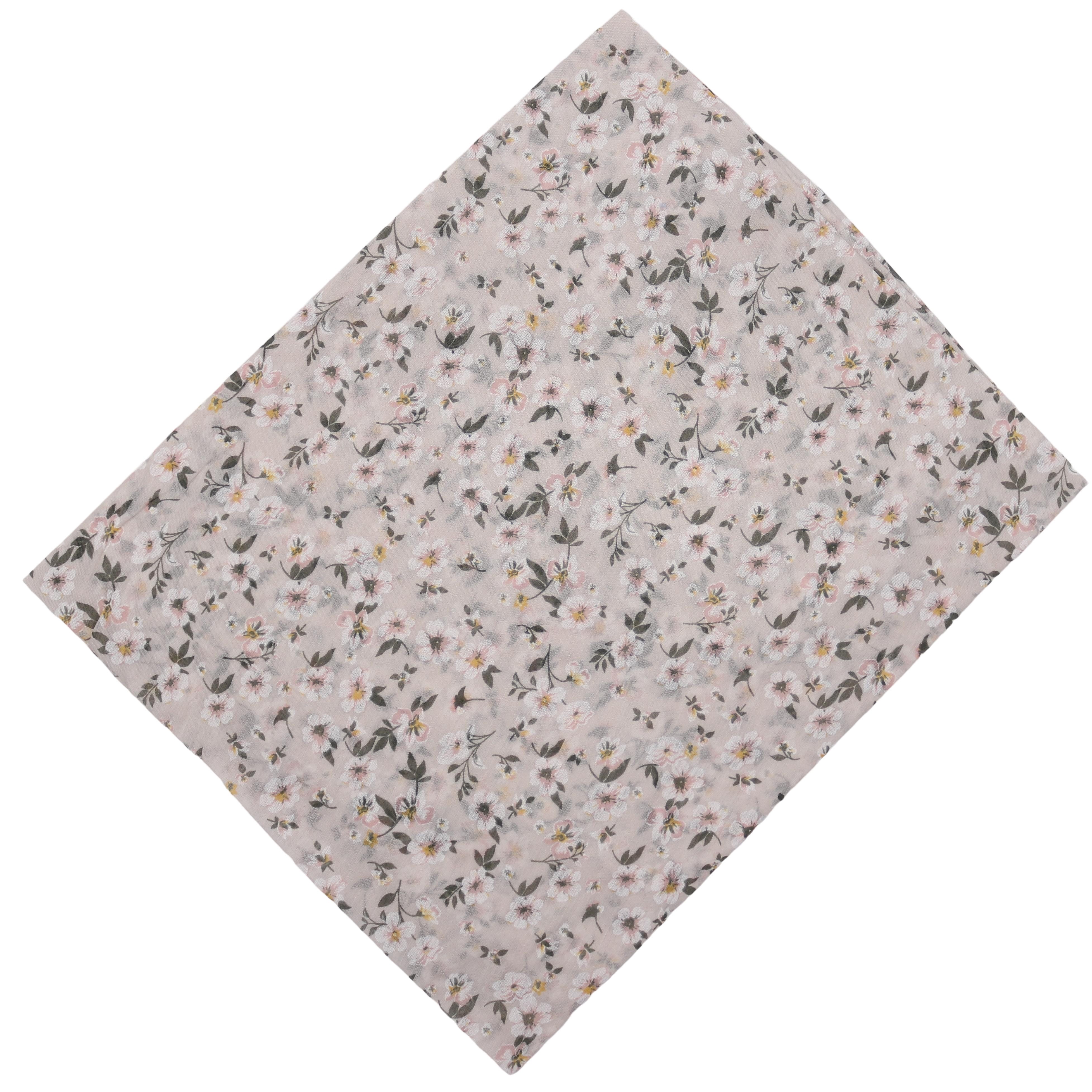 MIRROSI Modeschal Asymmetrischer Schal, Made in Italy 20% Seide 80% Baumwolle, (ca. 170x77cm; Leicht und bequem, Blumen Print), Damen Halstuch ideal für Frühling, Sommer und Herbst