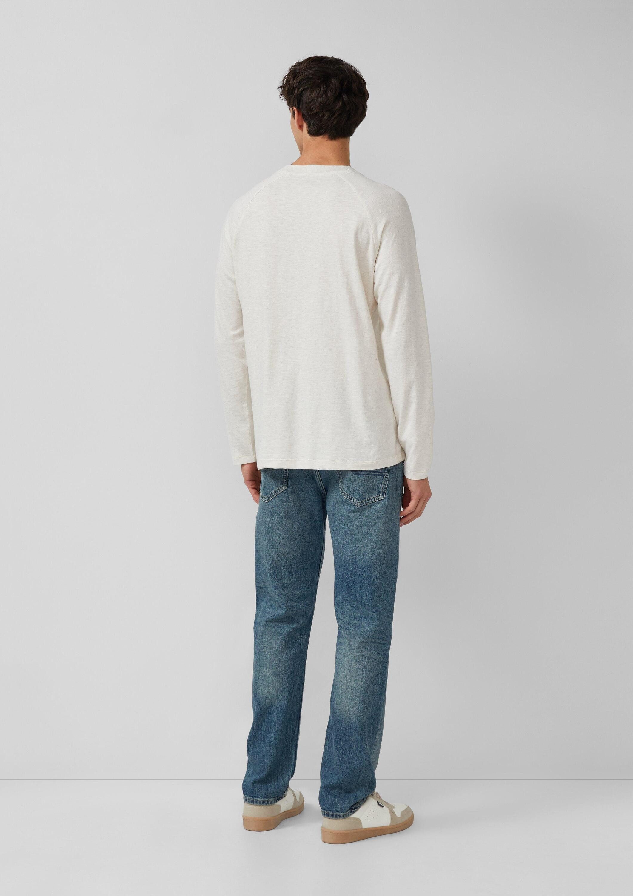s.Oliver Langarmshirt T-Shirt Meliertes Longsleeve aus reiner Baumwolle mit Raglanarm