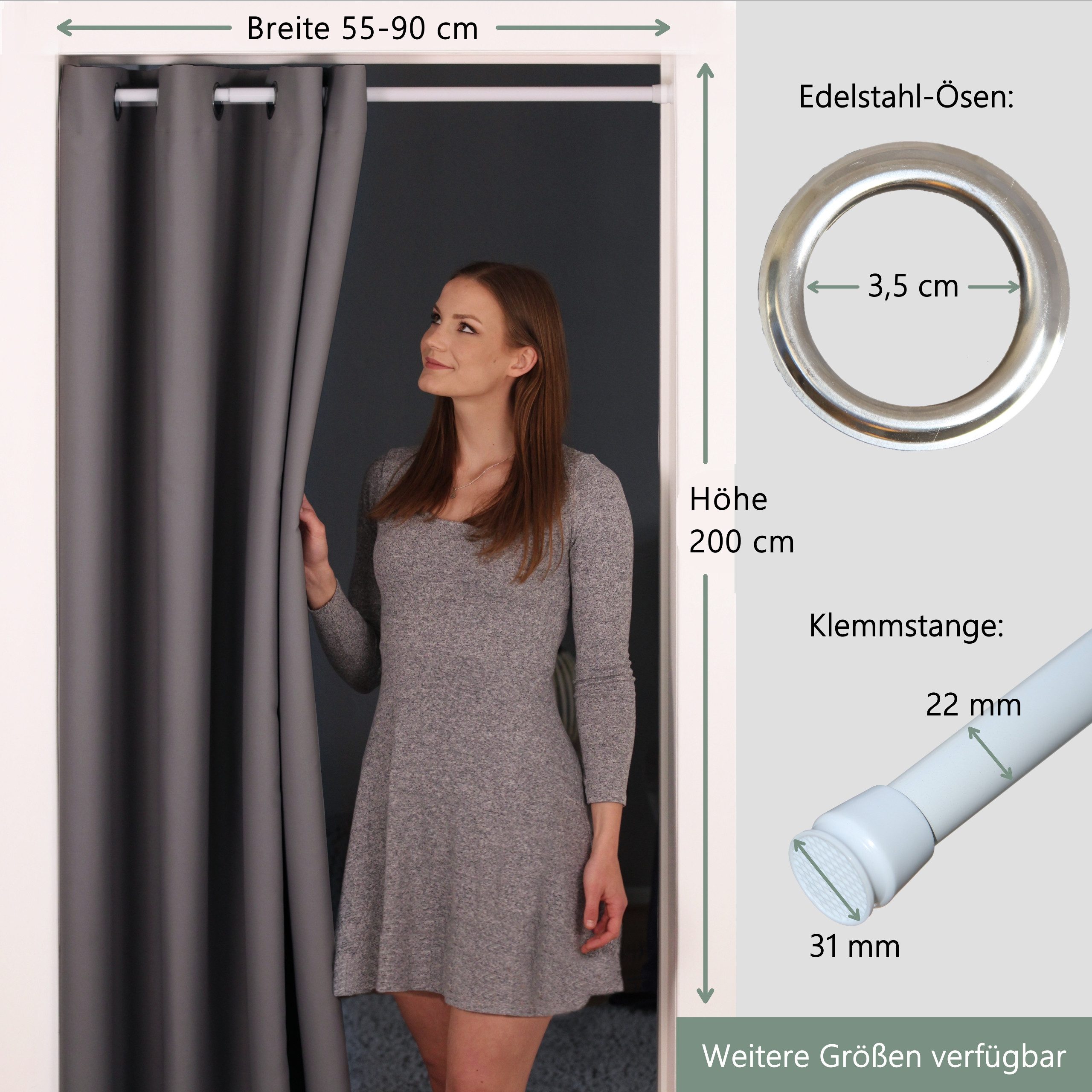 tinycurtains Türvorhang mit Stange weiß 55-90 cm ohne Bohren, Thermo Vorhan günstig online kaufen
