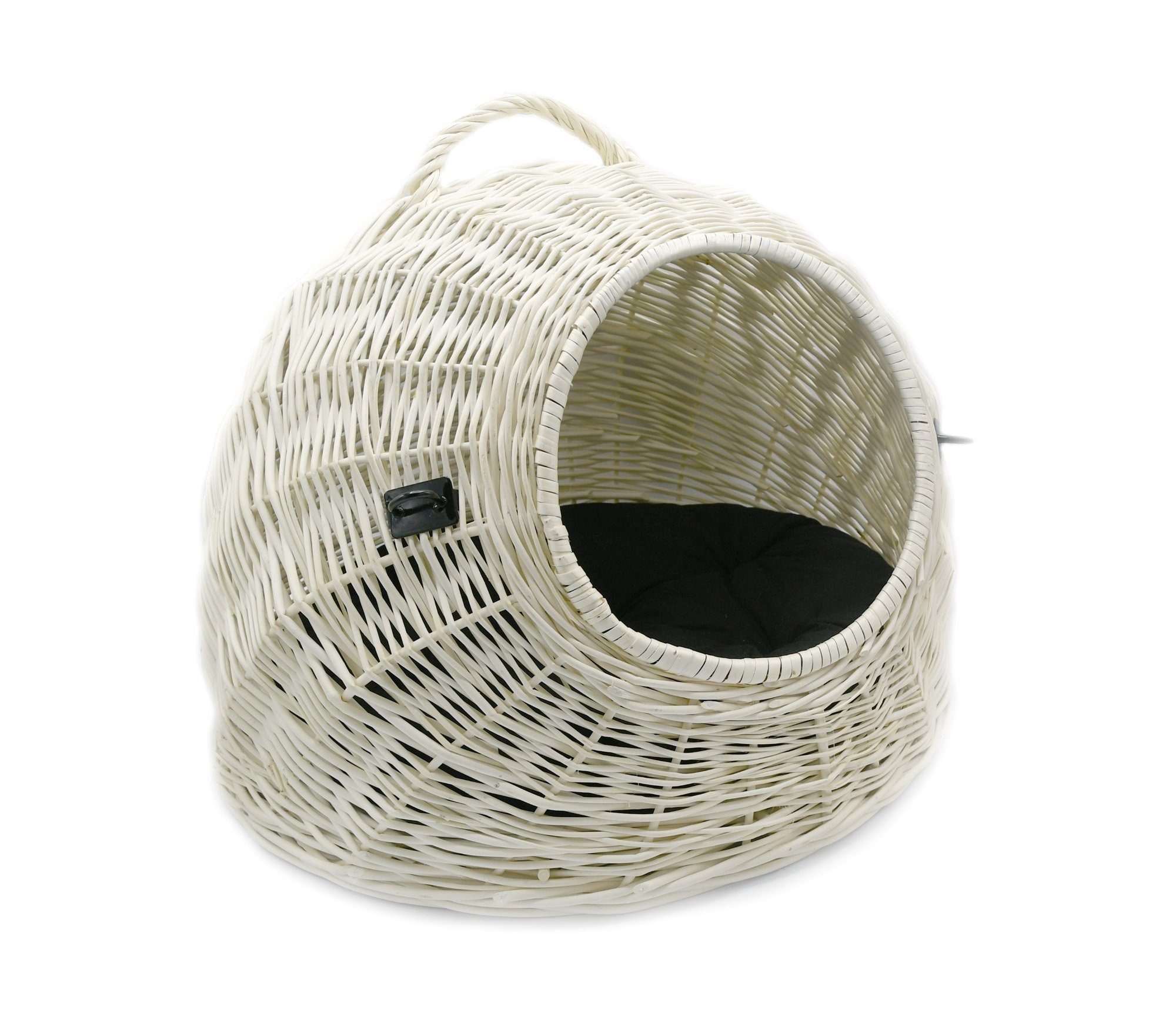 MyBer® Tiertransportbox Tierbett Tiertransportbox Transportbox Katzen Hunde Liege Korbhöhle, Katzenkorb Hundekorb aus Weide mit Verschluß und Kissen geflochten