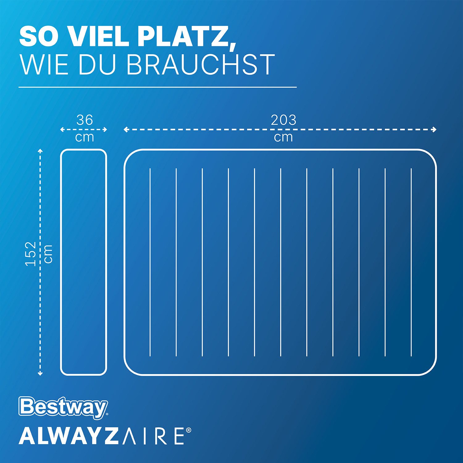 Bestway Luftbett AlwayzAire® 203 x 152 x 36 cm, (Packung, 1-tlg., für 2 Personen), Selbstaufblasend, ohne Druckverlust