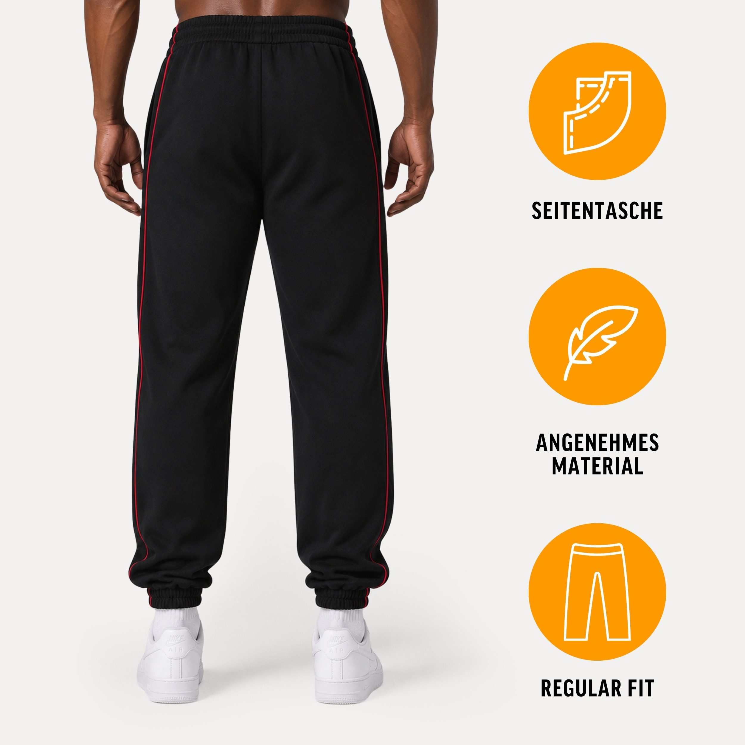Smilodox Jogginghose Iseo Herren, FILA Jogger, Regular Fit, Baumwolle, für Sport, Freizeit FILA Kollaboration, Side Stripes, Rippbund, Tapered Leg