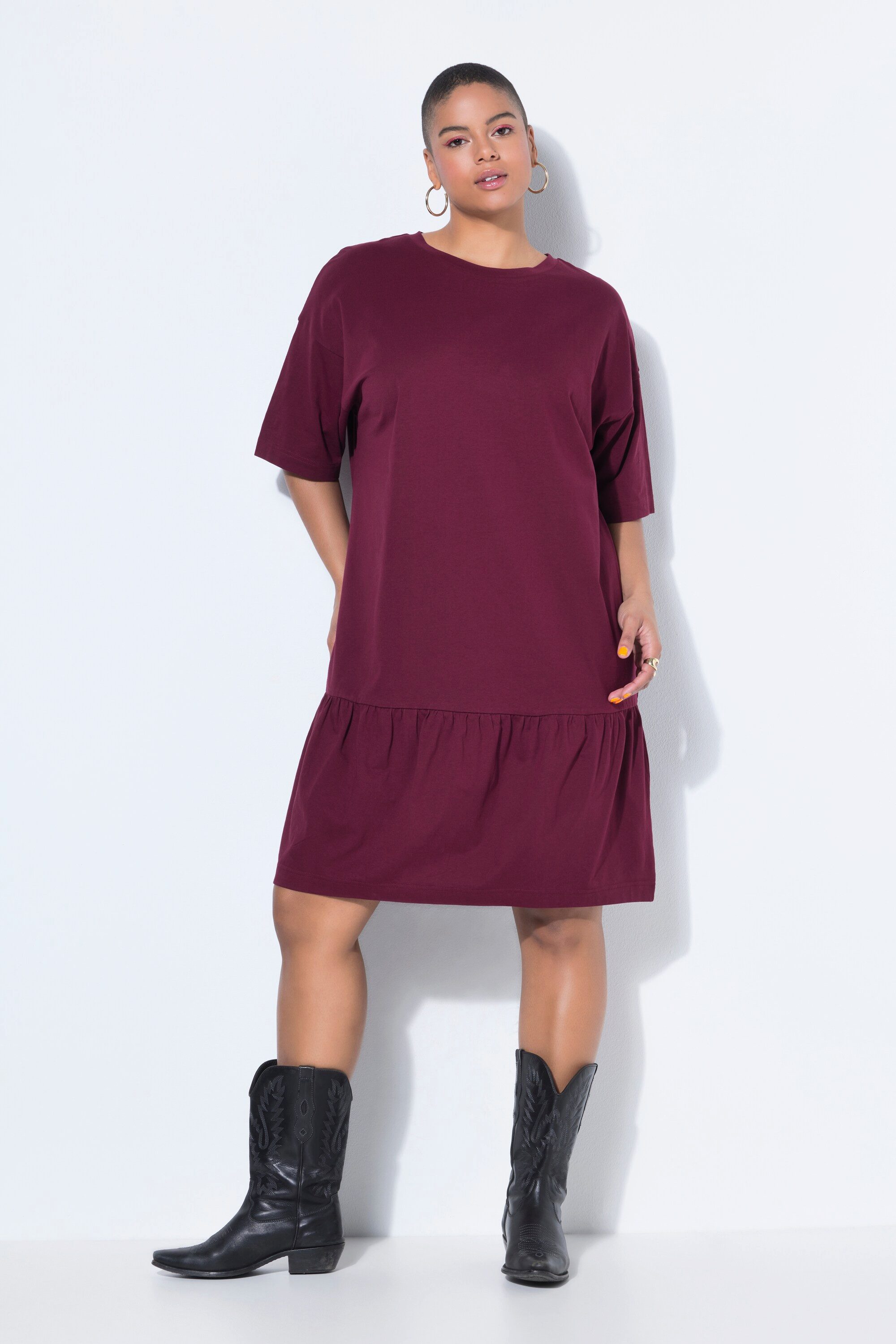 Studio Untold Jerseykleid Jerseykleid A-Linie Saumvolant Halbarm