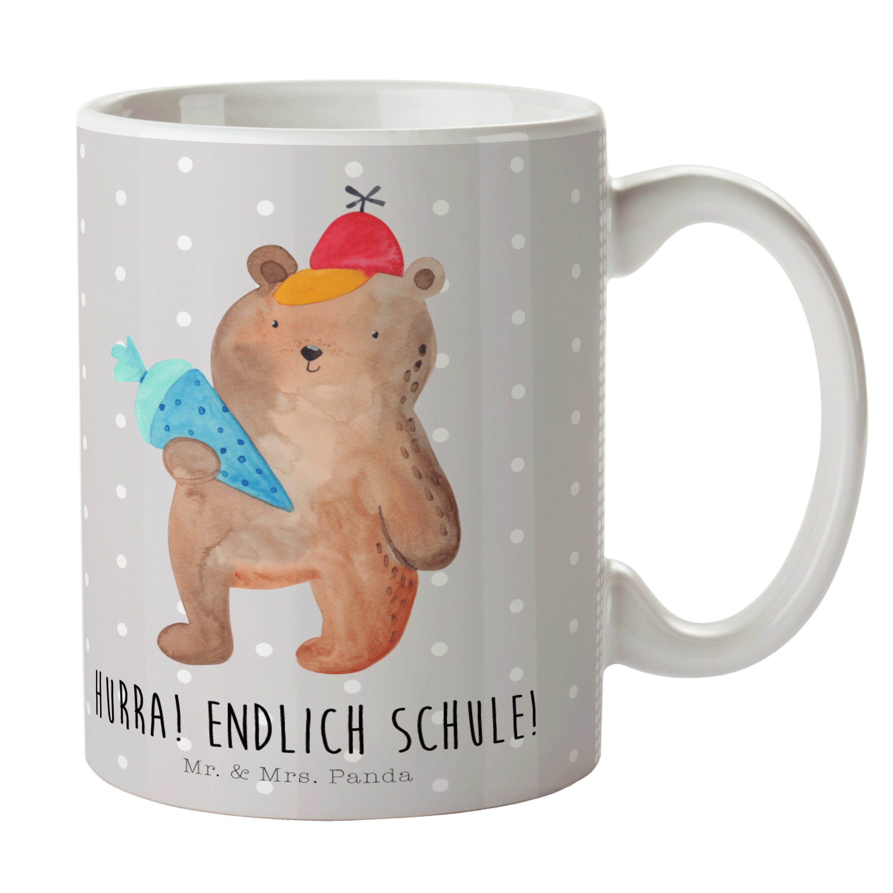 Mr. & Mrs. Panda Grau Por, mit - - Teddybär, Bär Motiv, Schultüte Tasse Pastell Geschenk, Keramik Bär